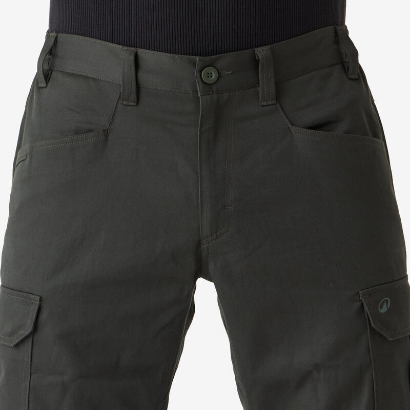 Pantalon cargo rezistent Stepă 500 bumbac 100% Verde