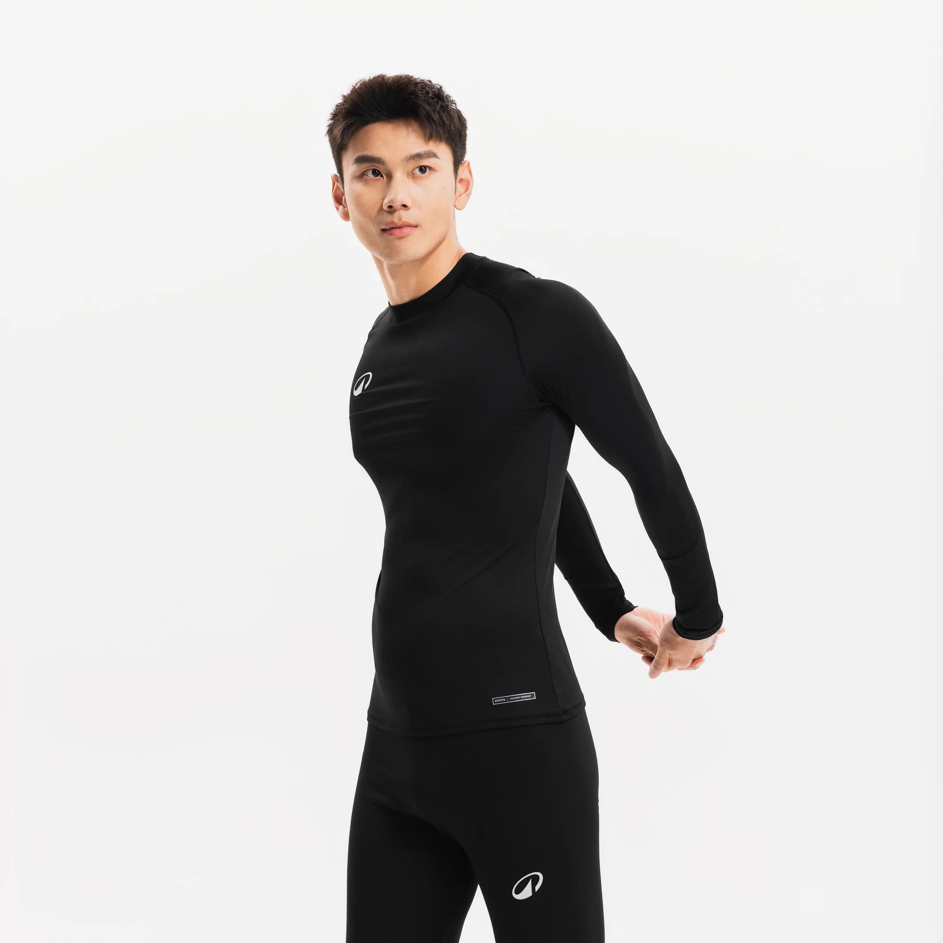 Unisex Long-Sleeved Thermal Football Base Layer Top Keepdry - Black 10/12