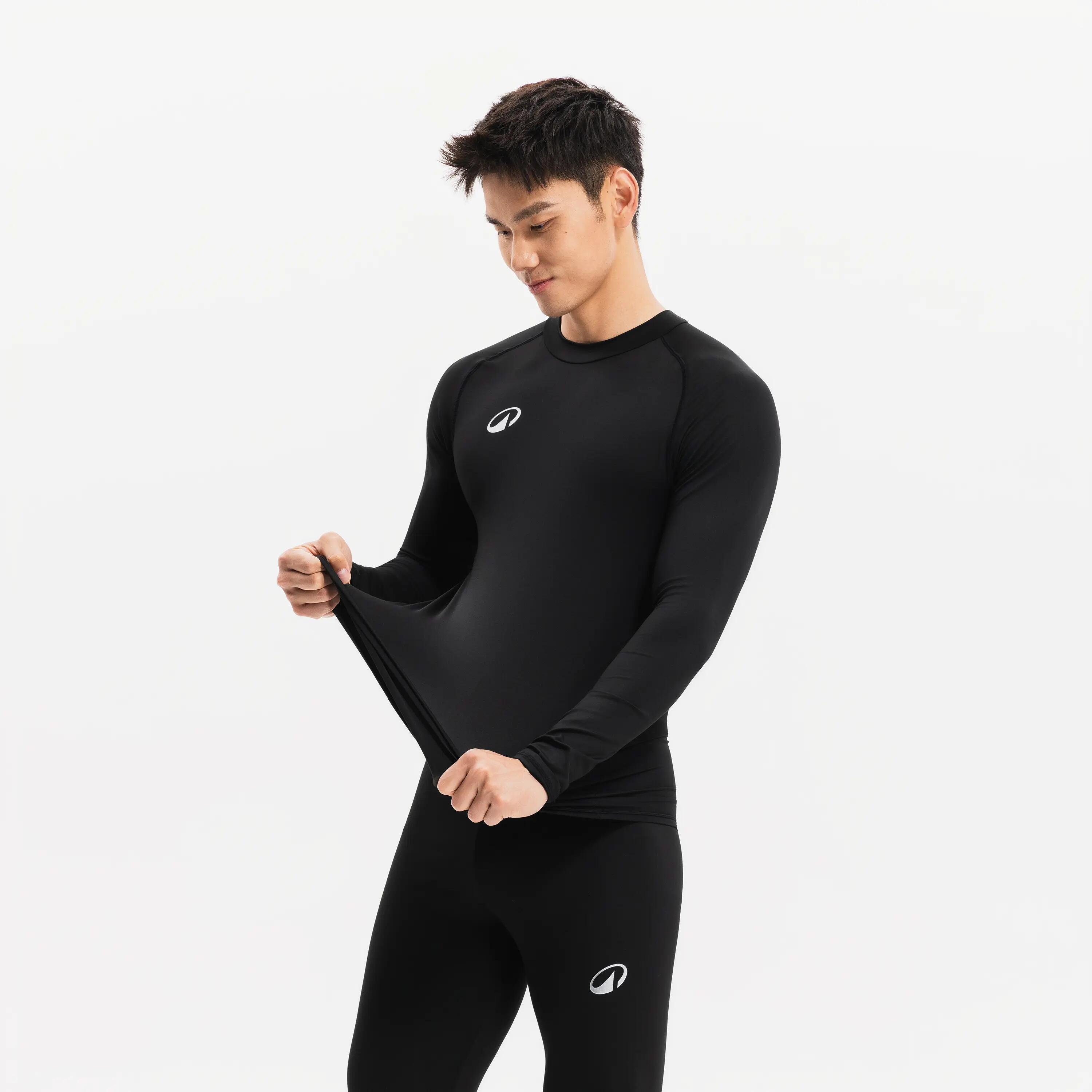 Unisex Long-Sleeved Thermal Football Base Layer Top Keepdry - Black 12/12