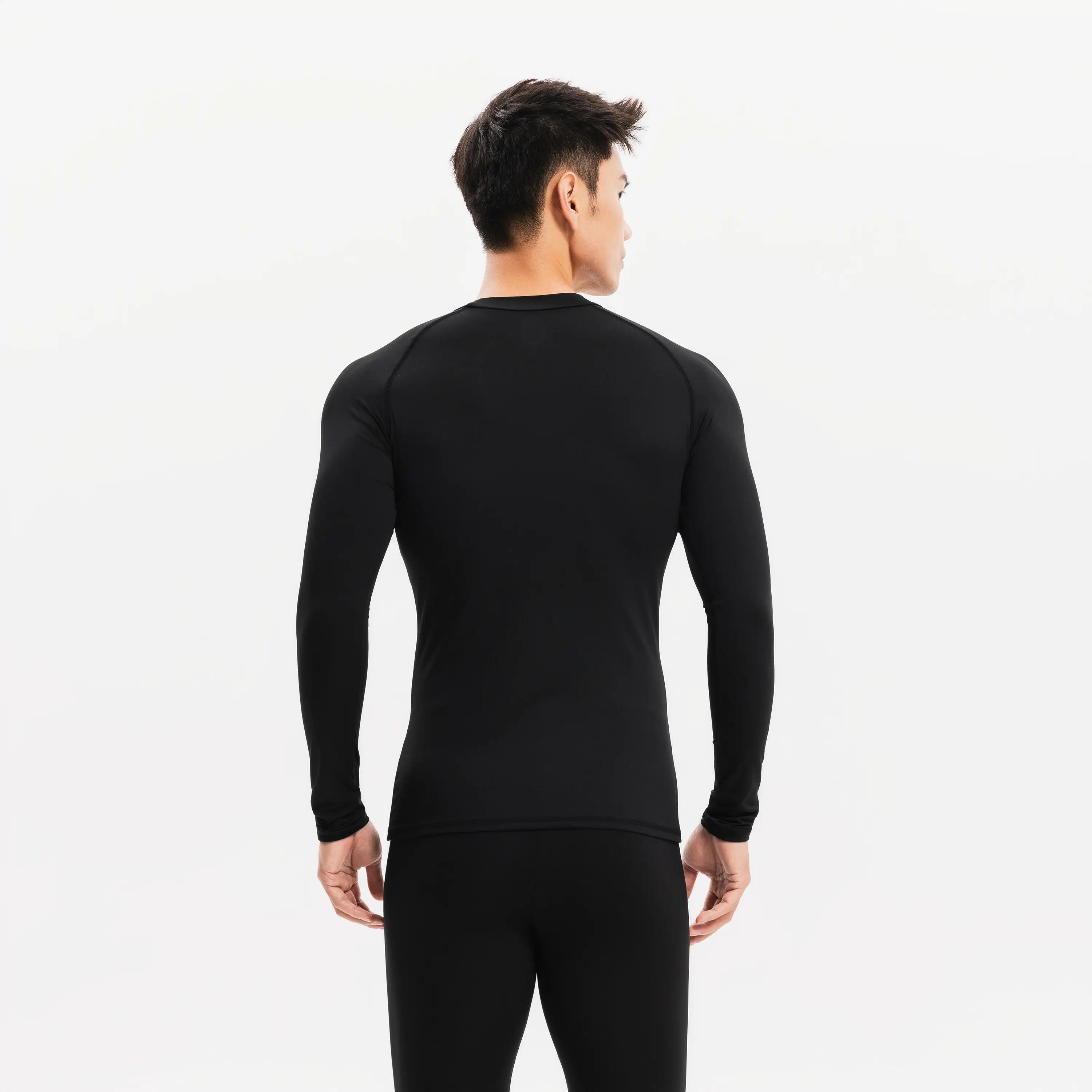 Unisex Long-Sleeved Thermal Football Base Layer Top Keepdry - Black 7/12