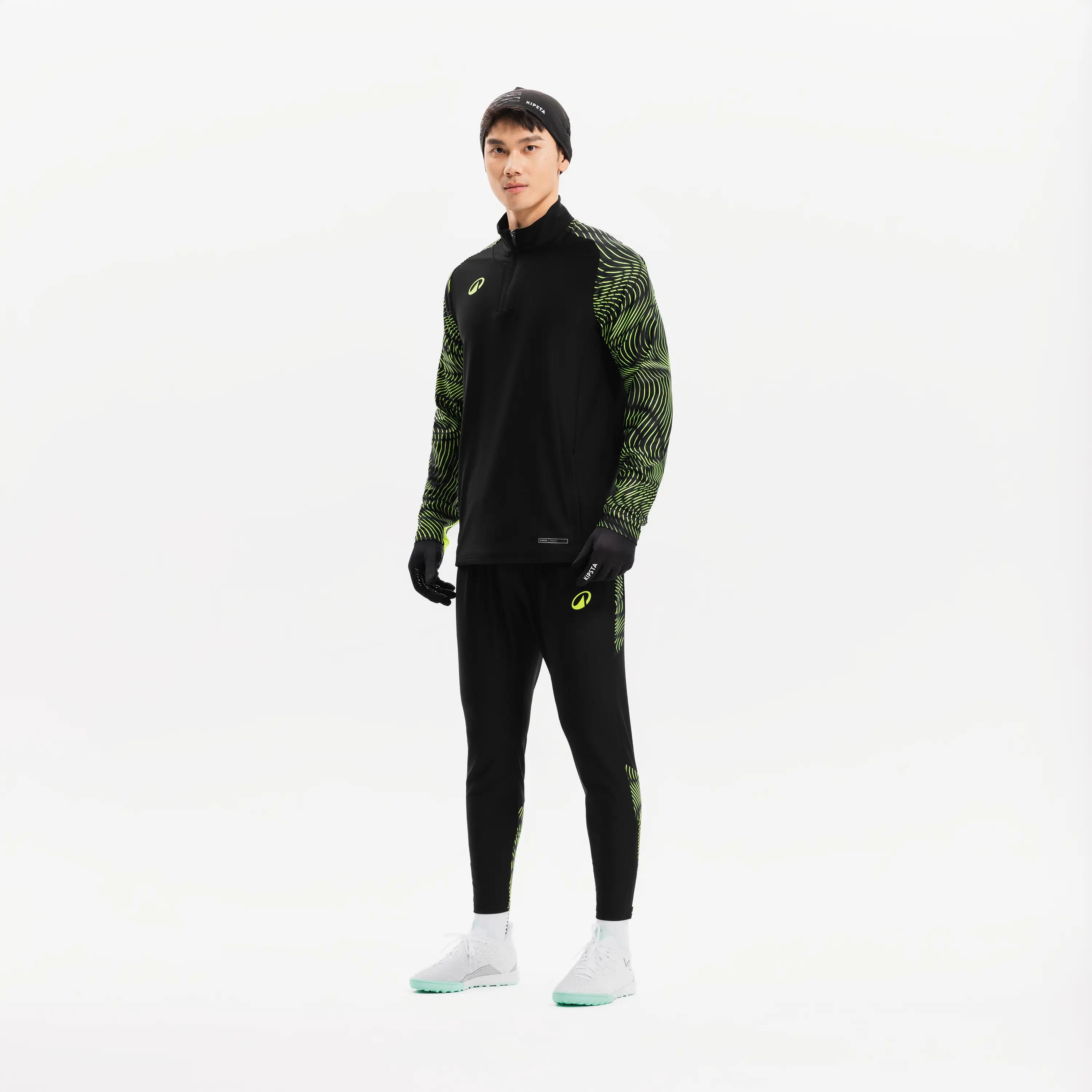Pantalón de futbol de entrenamiento negro con amarillo para adulto Viralto Wave 9/19