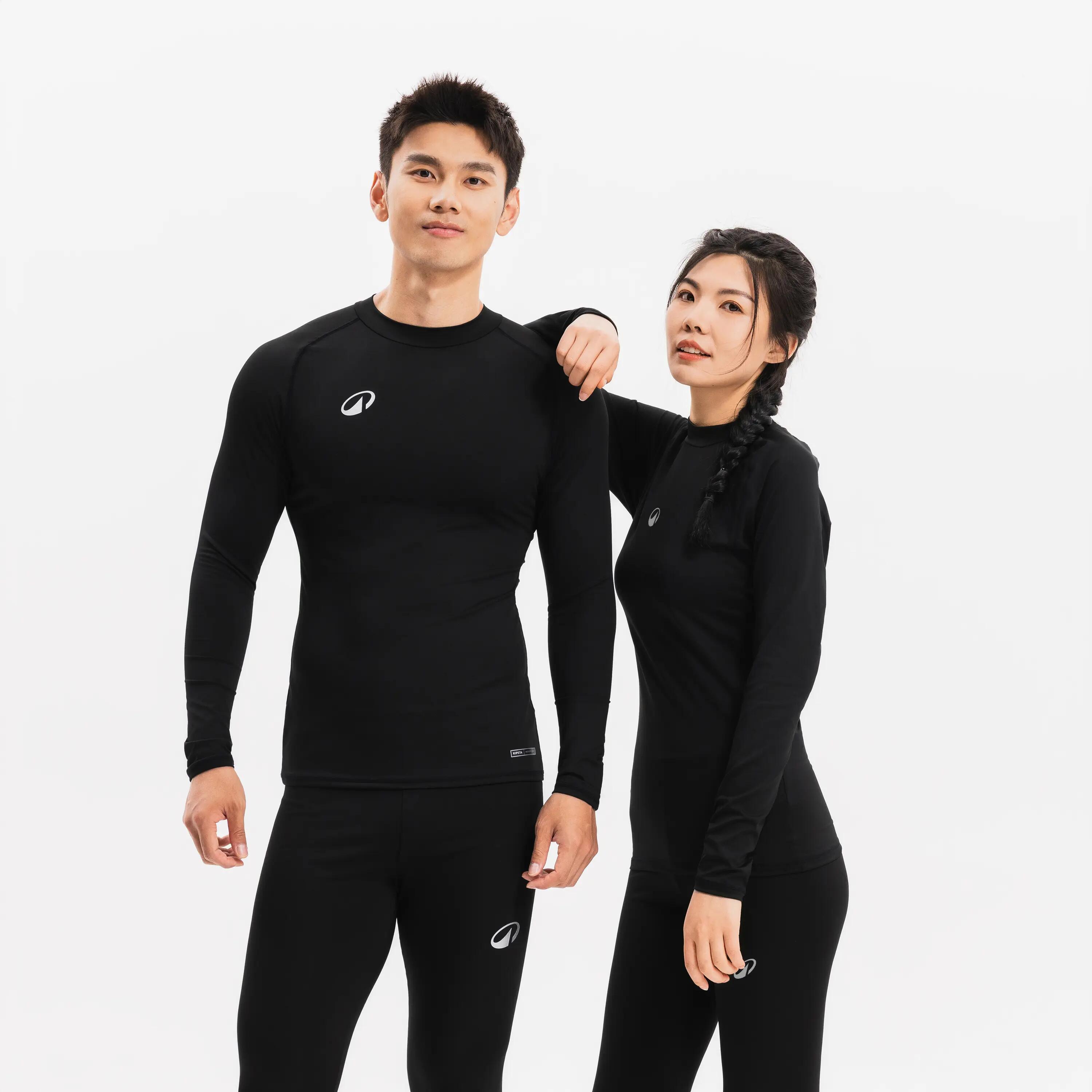 Unisex Long-Sleeved Thermal Football Base Layer Top Keepdry - Black 3/12