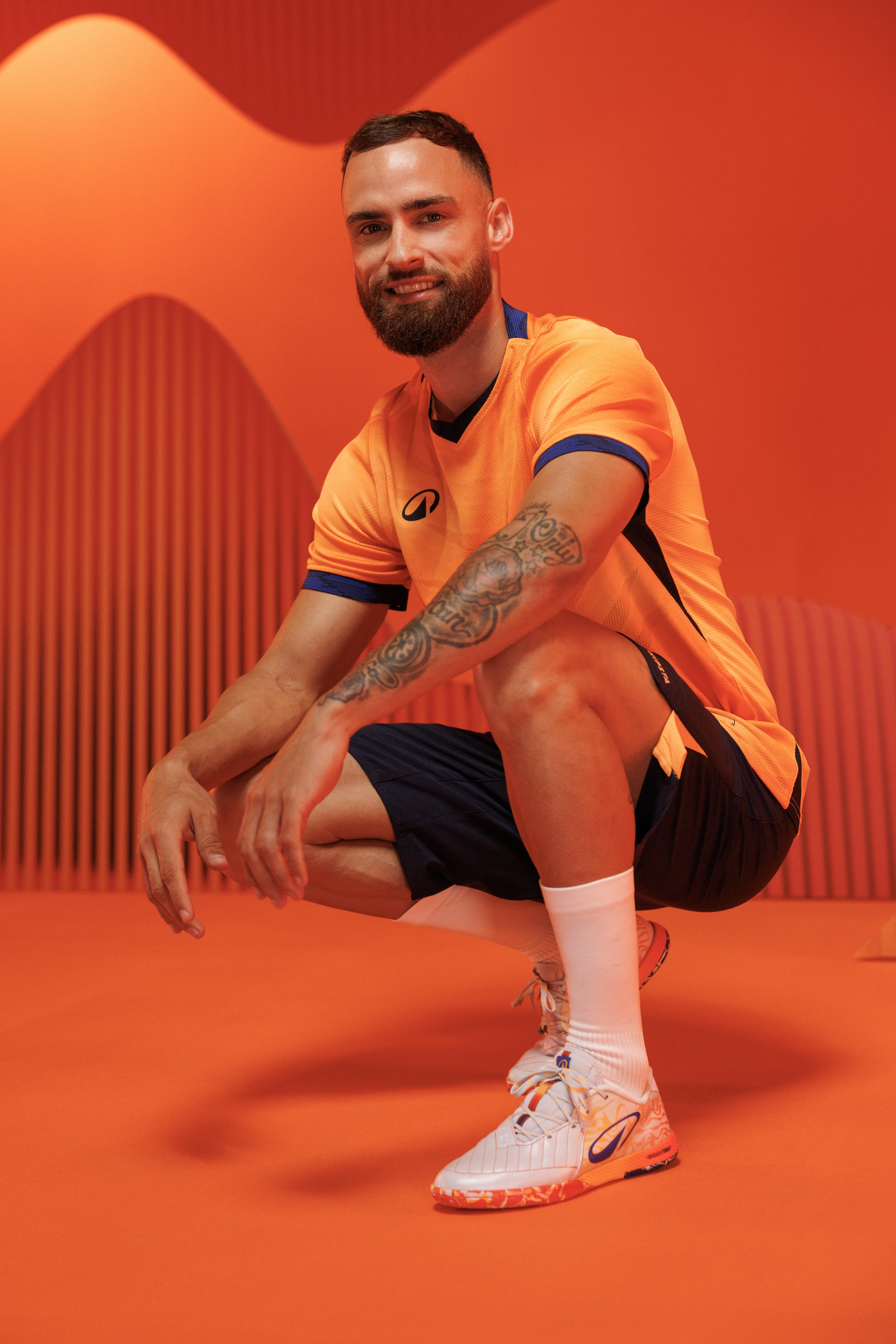 Short-Sleeved Soccer Shirt - CLR Orange/Navy - KIPSTA