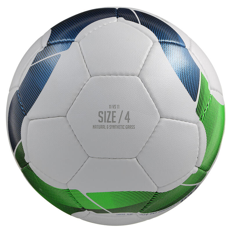 Ballon football F500 taille 4 (jusqu'à 12 ans) blanc bleu vert