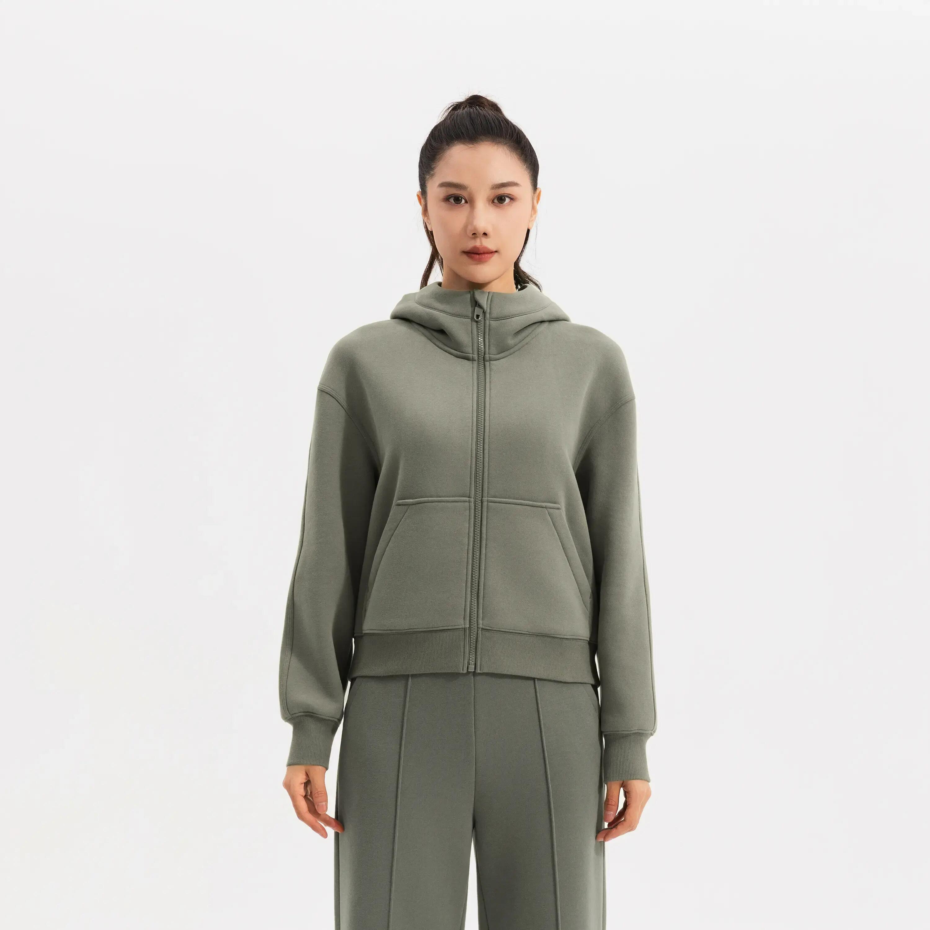 CN Zippered W Hoodie,ash khaki green -  1