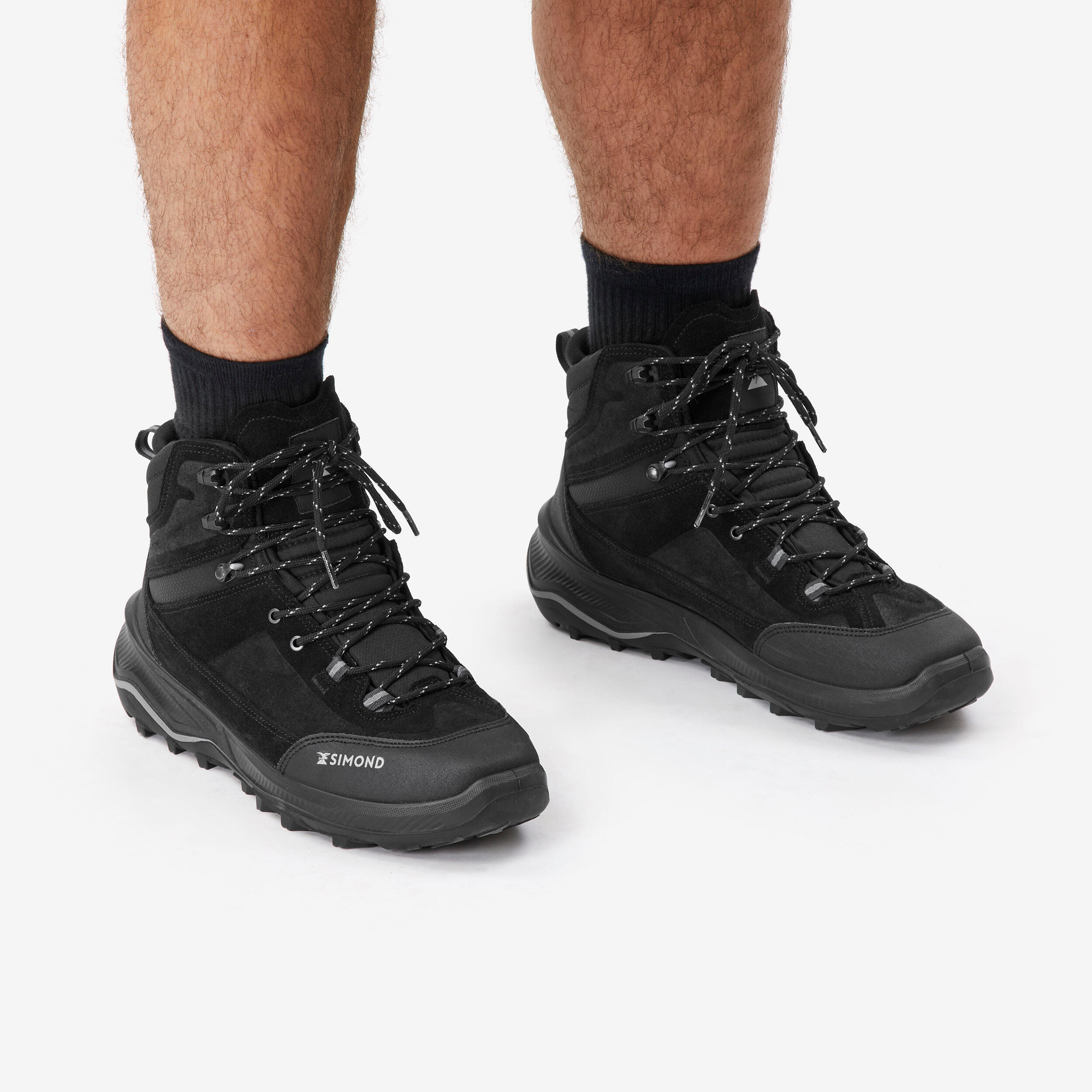 MEN's LEATHER HIGH TREKKING SHOES MT100