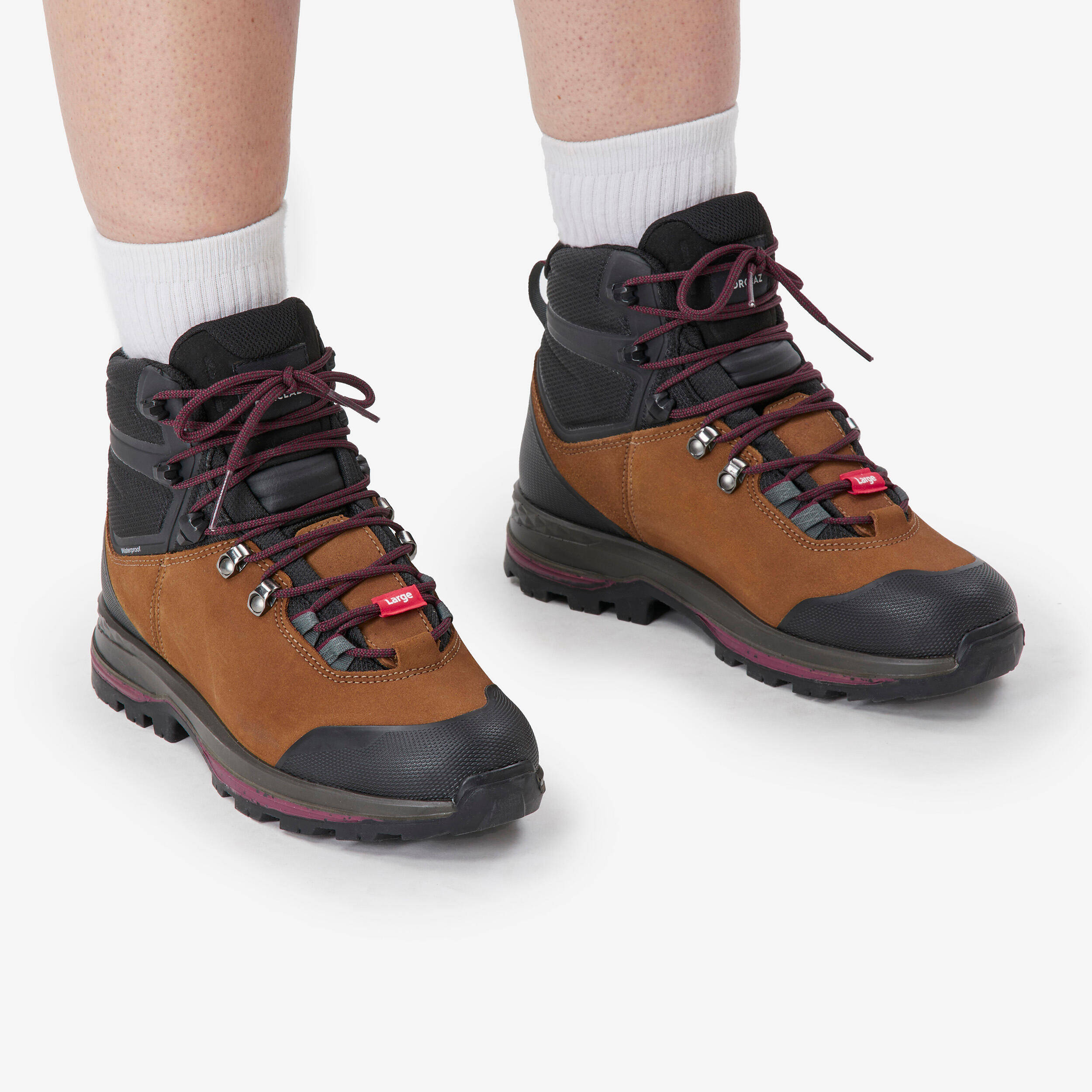 WOMEN'S WATERPROOF LEATHER HIGH TREKKING BOOTS - mt100 - WIDE -  2