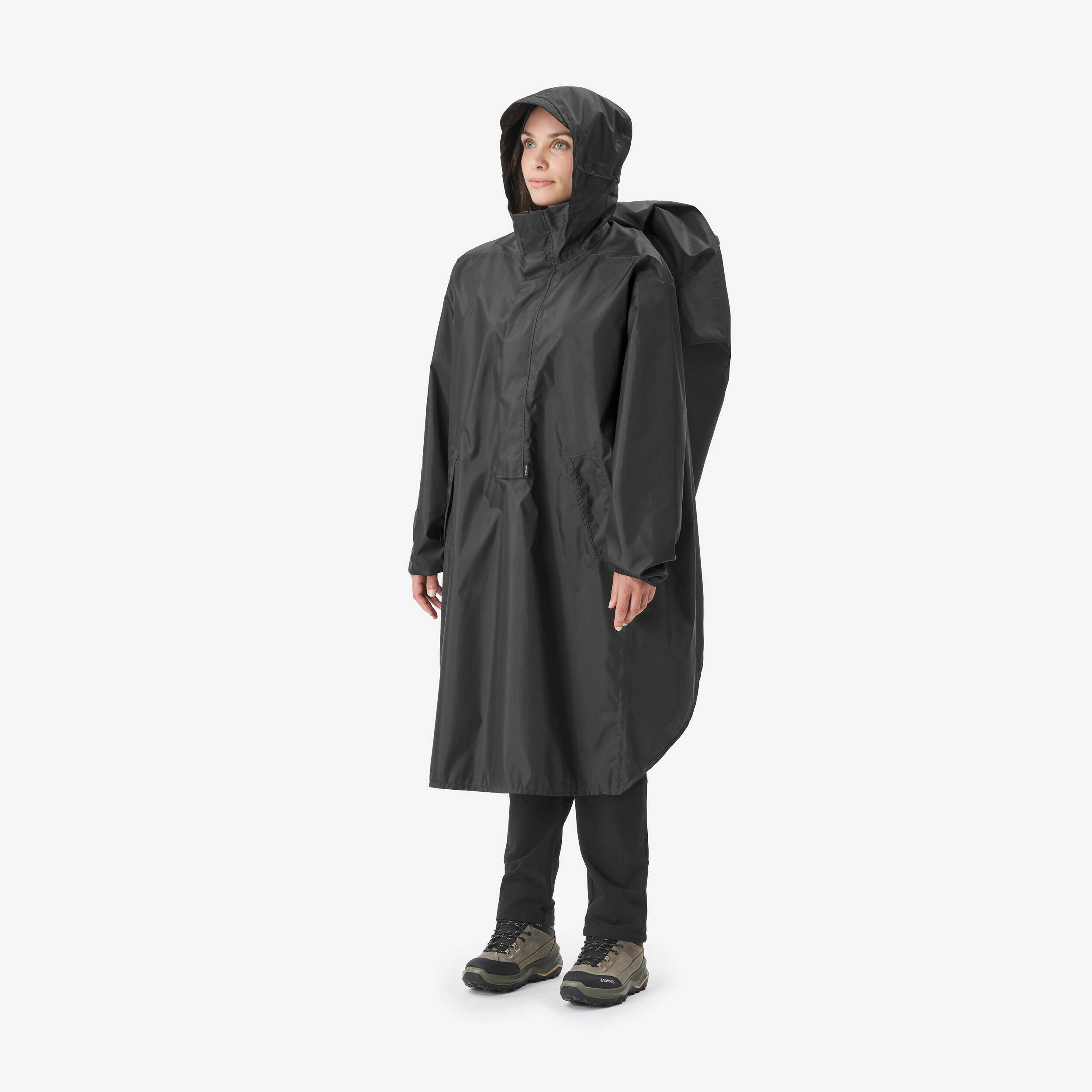 Adult Waterproof Poncho for 0-60L Bag Black - MT500 -  2
