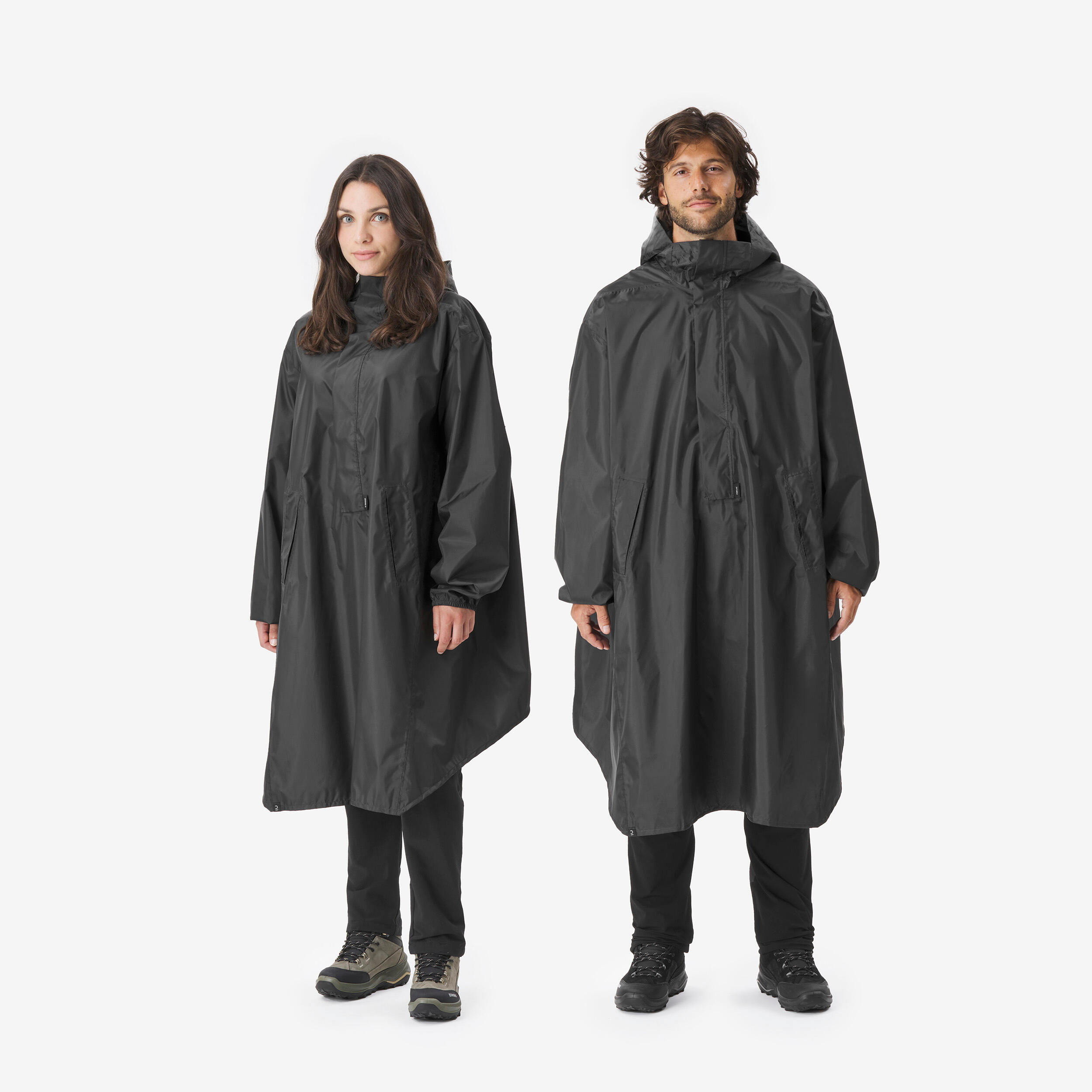 Adult Hiking Rain Poncho MT500 60 L - Black