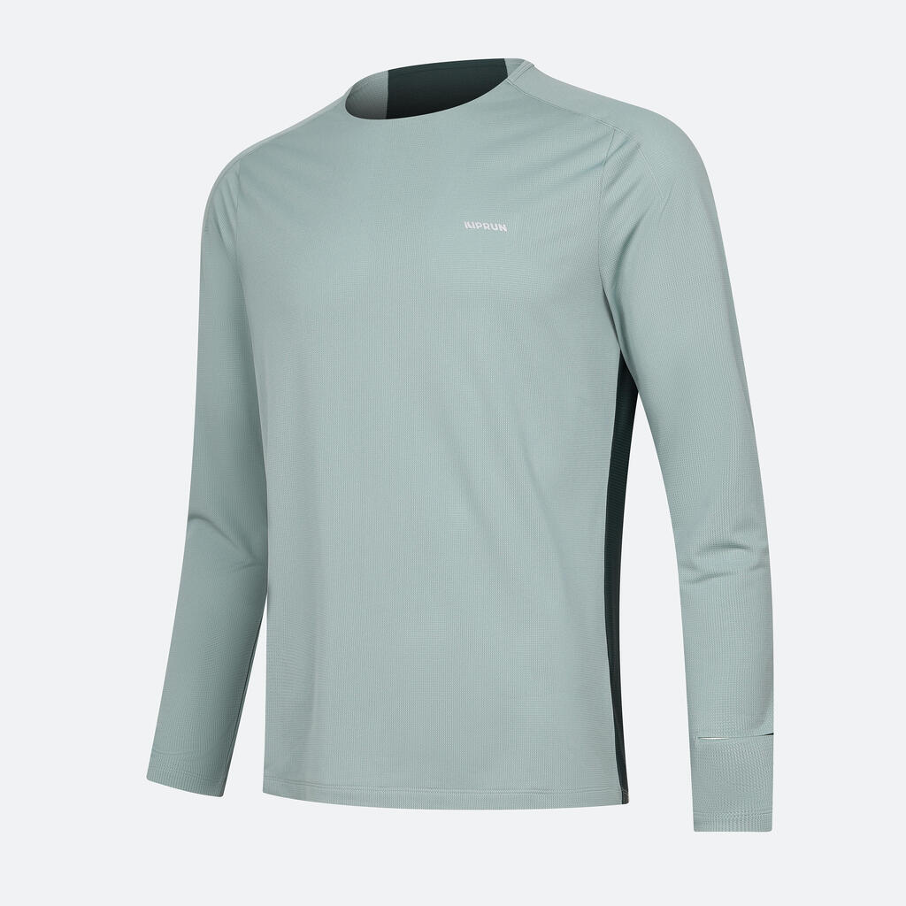 T-shirt de running manches longues respirant et confortable Homme – Vert