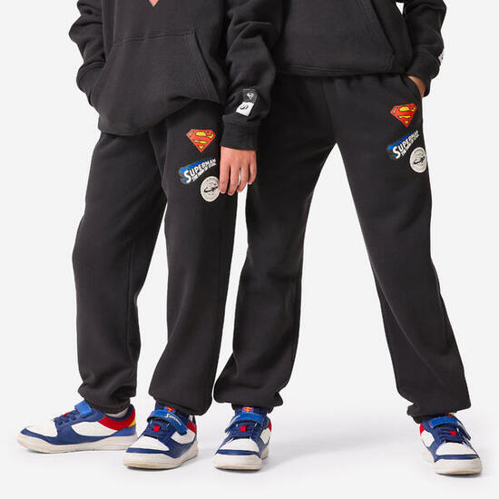 Pantaloni tuta bambino ginnastica felpati Superman neri