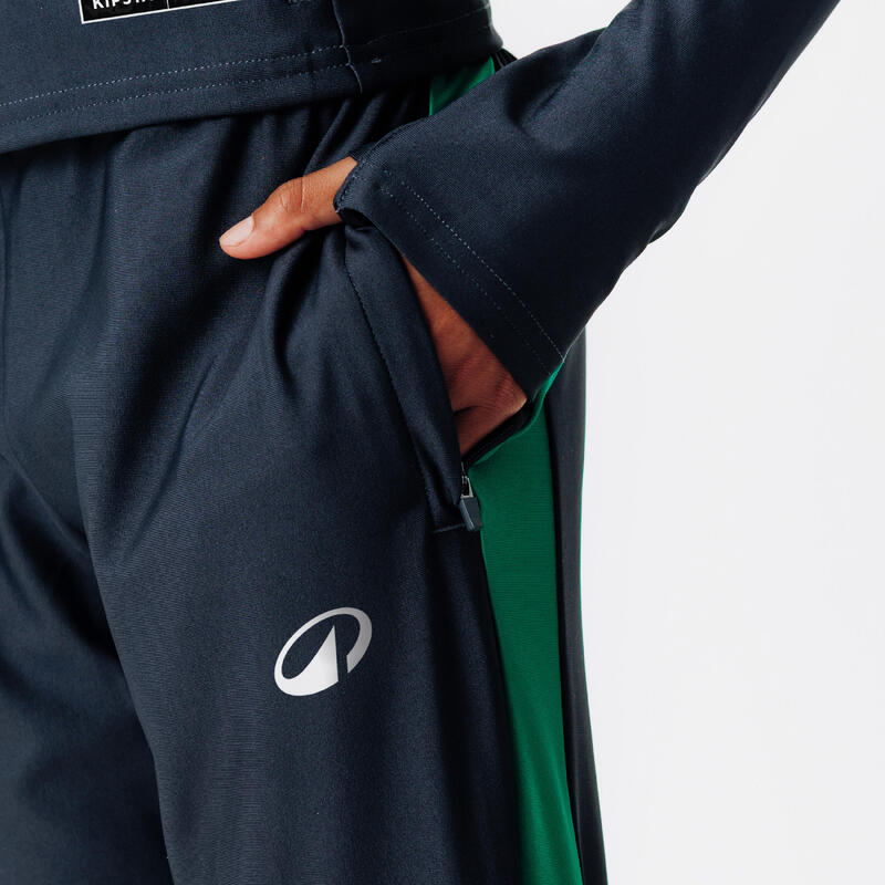 Pantalon de trening Fotbal VIRALTO CLUB Gri-Verde Copii 