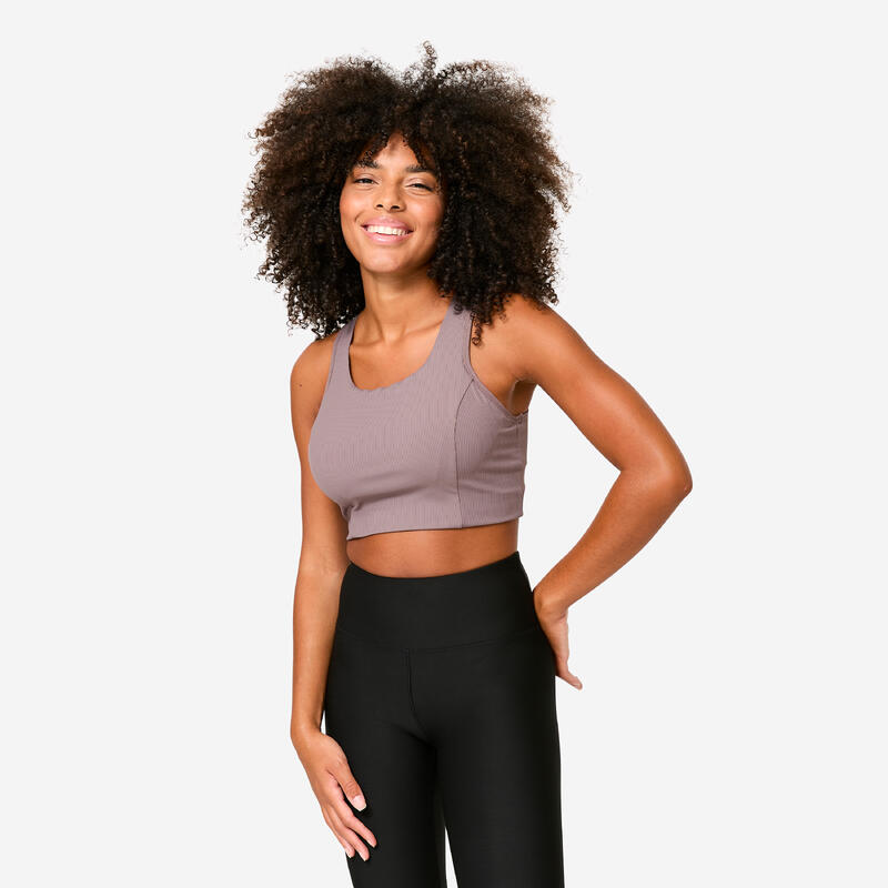 Dámská fitness podprsenka crop top středně zpevňující