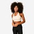 Brassière de sport côtelée zippée maintien modéré Femme, beige