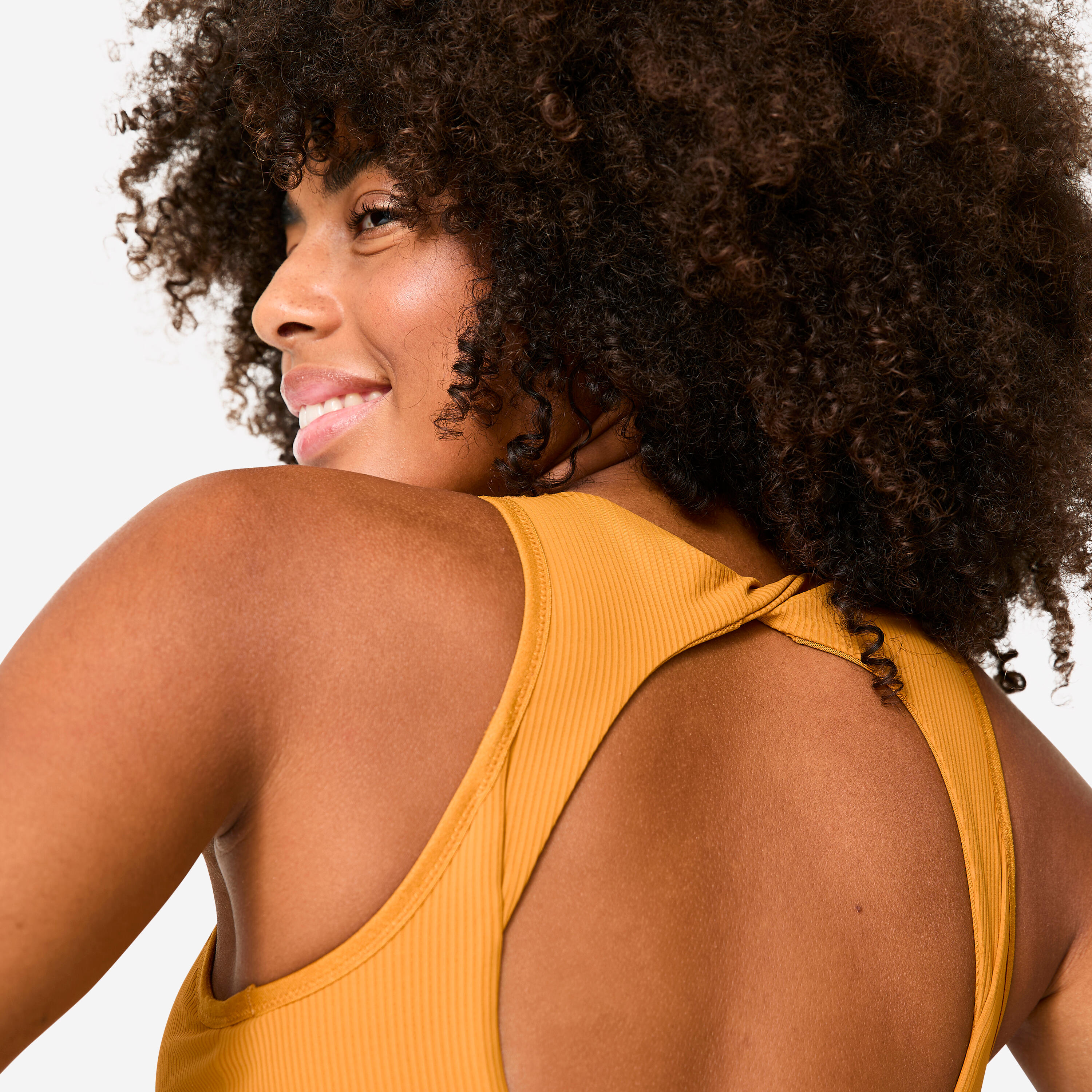 Sport-Bustier Damen Crop Top mittlerer Halt - orange 3/5