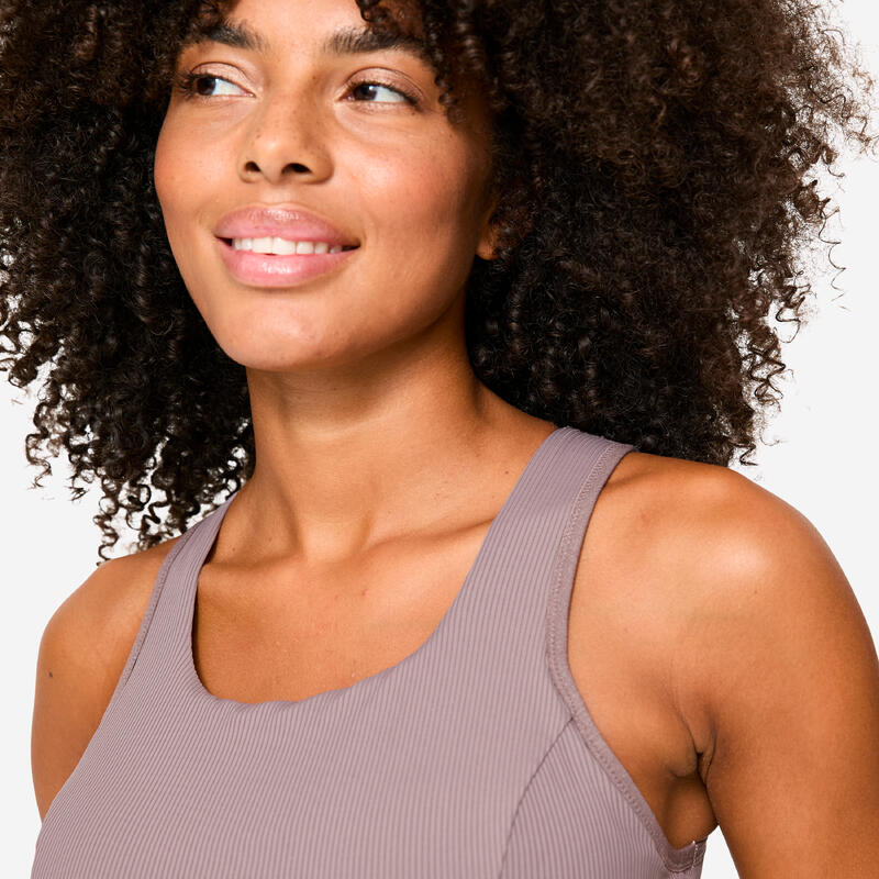 Dámská fitness podprsenka crop top středně zpevňující