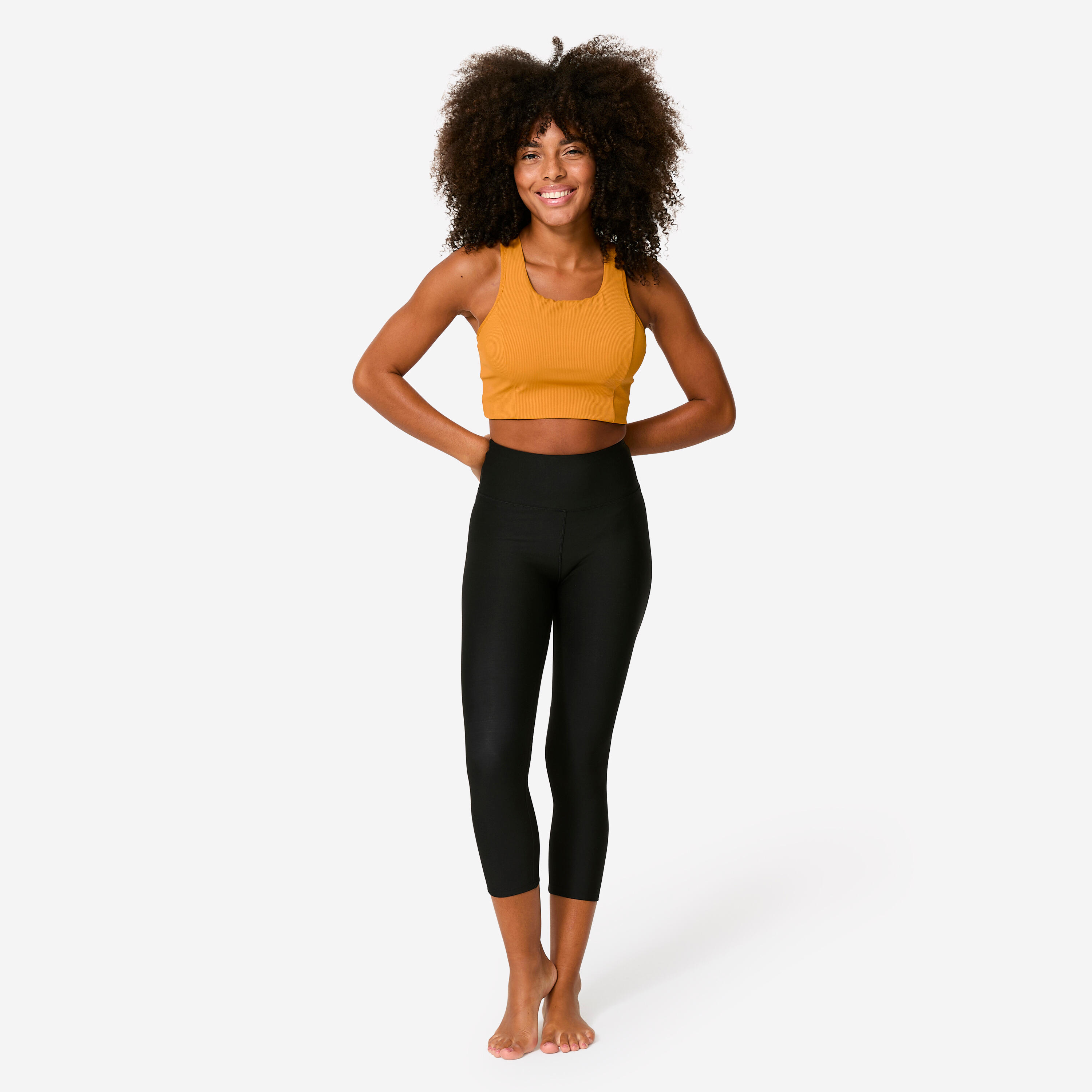 Sport-Bustier Damen Crop Top mittlerer Halt - orange 2/5