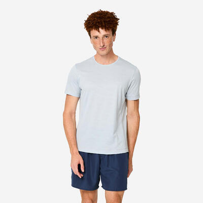 T-shirt uomo palestra slim fit traspirante grigia