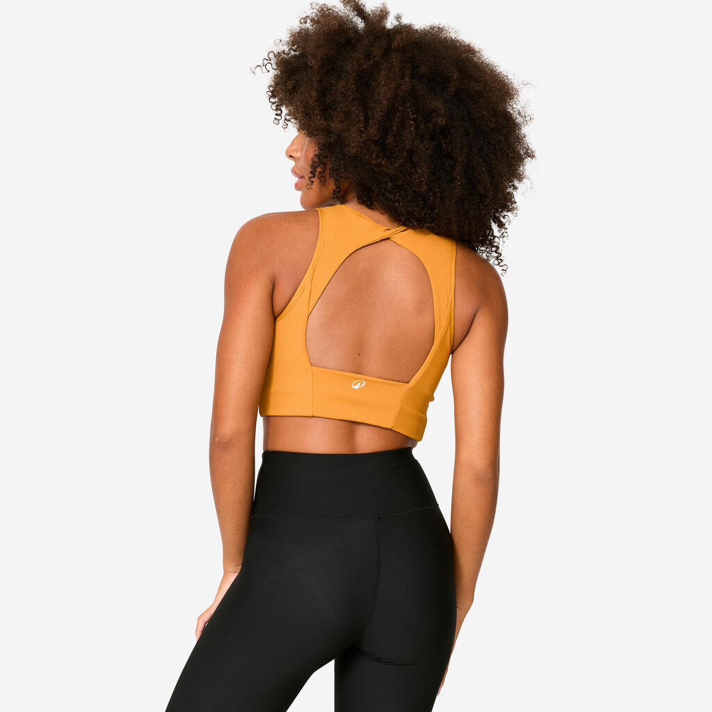 Women's Medium Support Crop Top Sports Bra - Brown