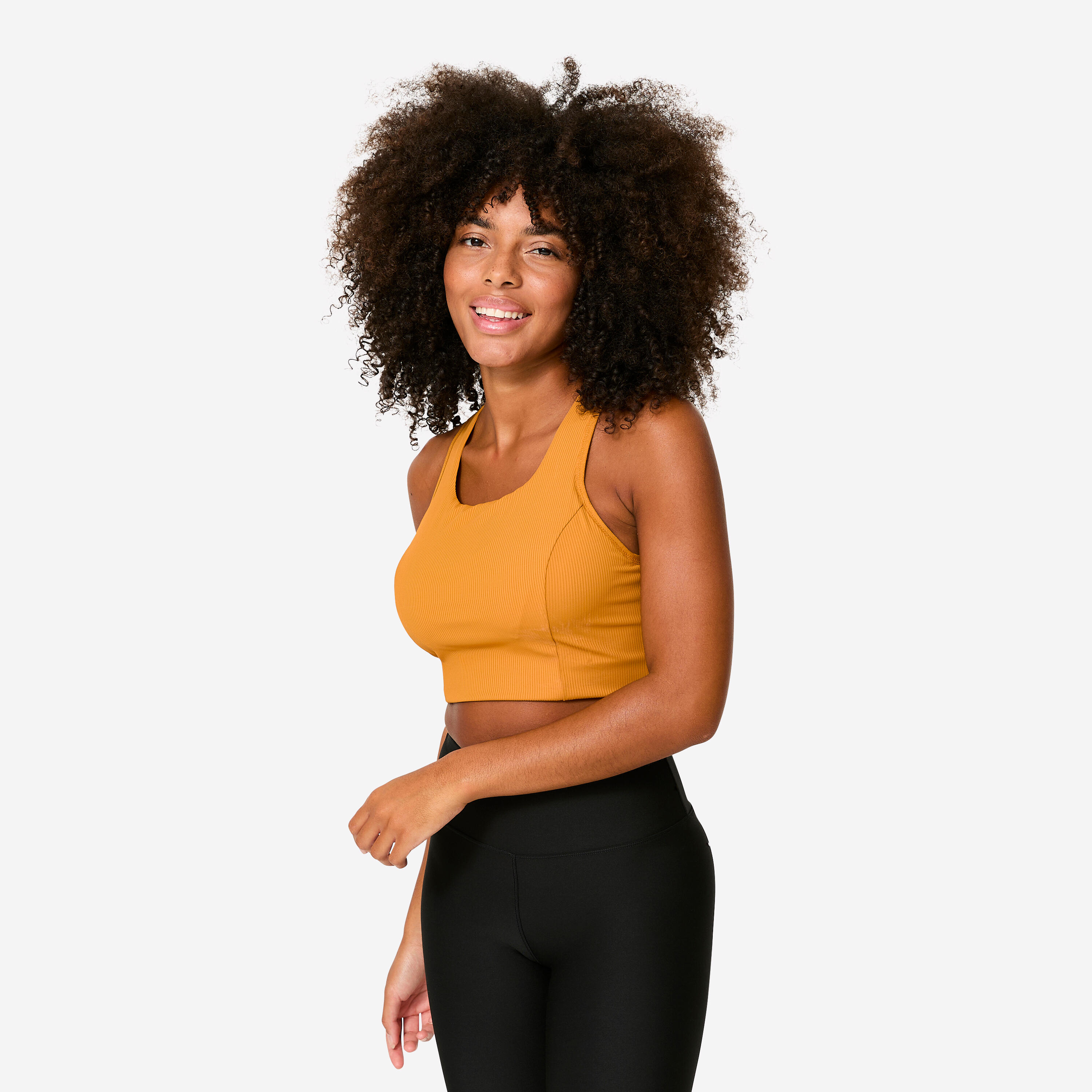 Sport-Bustier Damen Crop Top mittlerer Halt - orange 4/5
