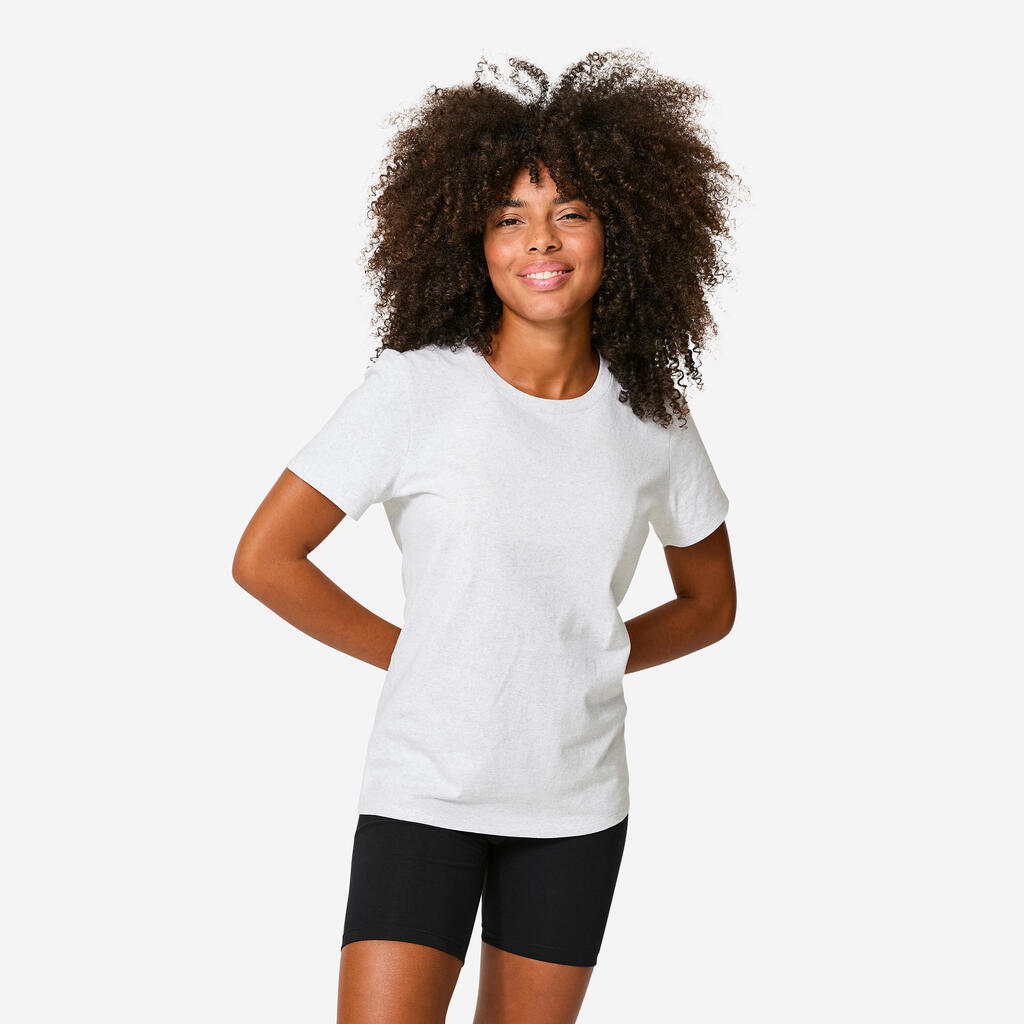 Women's Cotton Fitness T-Shirt from Recycled Material - Grey