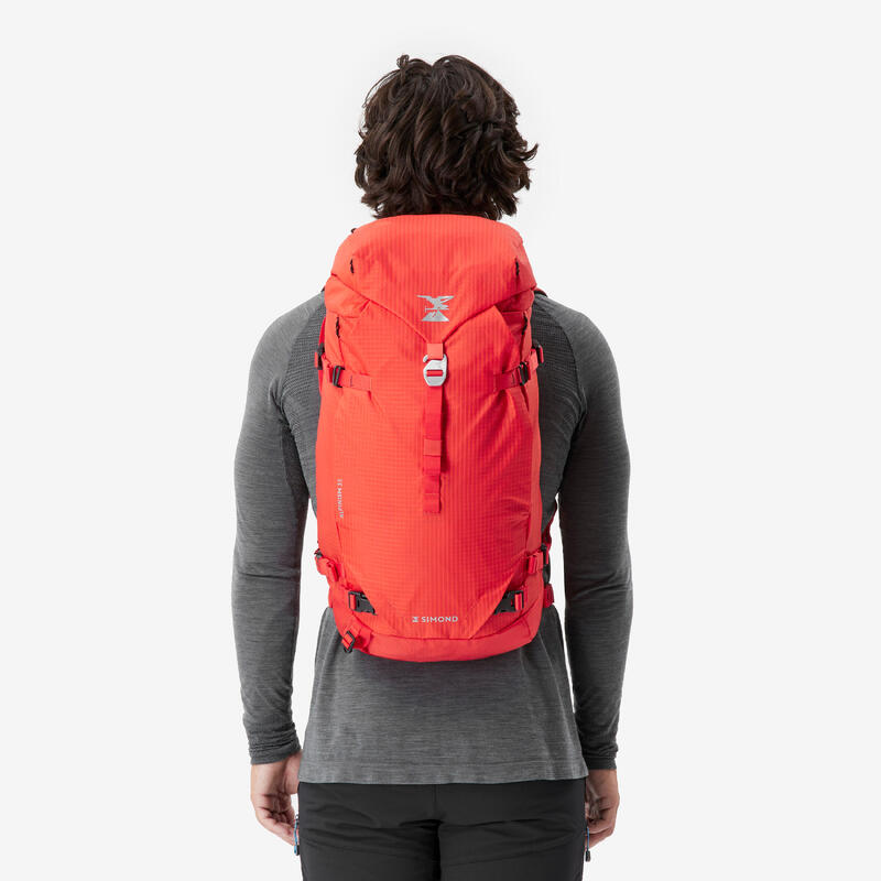 Sac à dos d'alpinisme polyvalent et modulable, Alpinism 33 rouge