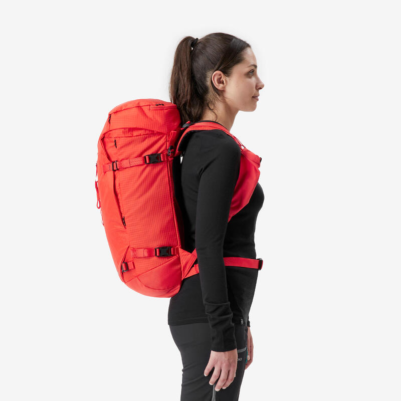 Sac à dos d'alpinisme polyvalent et modulable, Alpinism 33 rouge