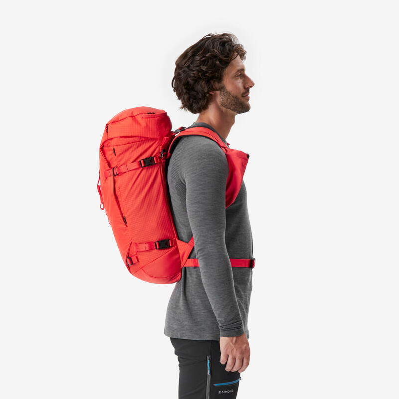 Sac à dos d'alpinisme polyvalent et modulable, Alpinism 33 rouge