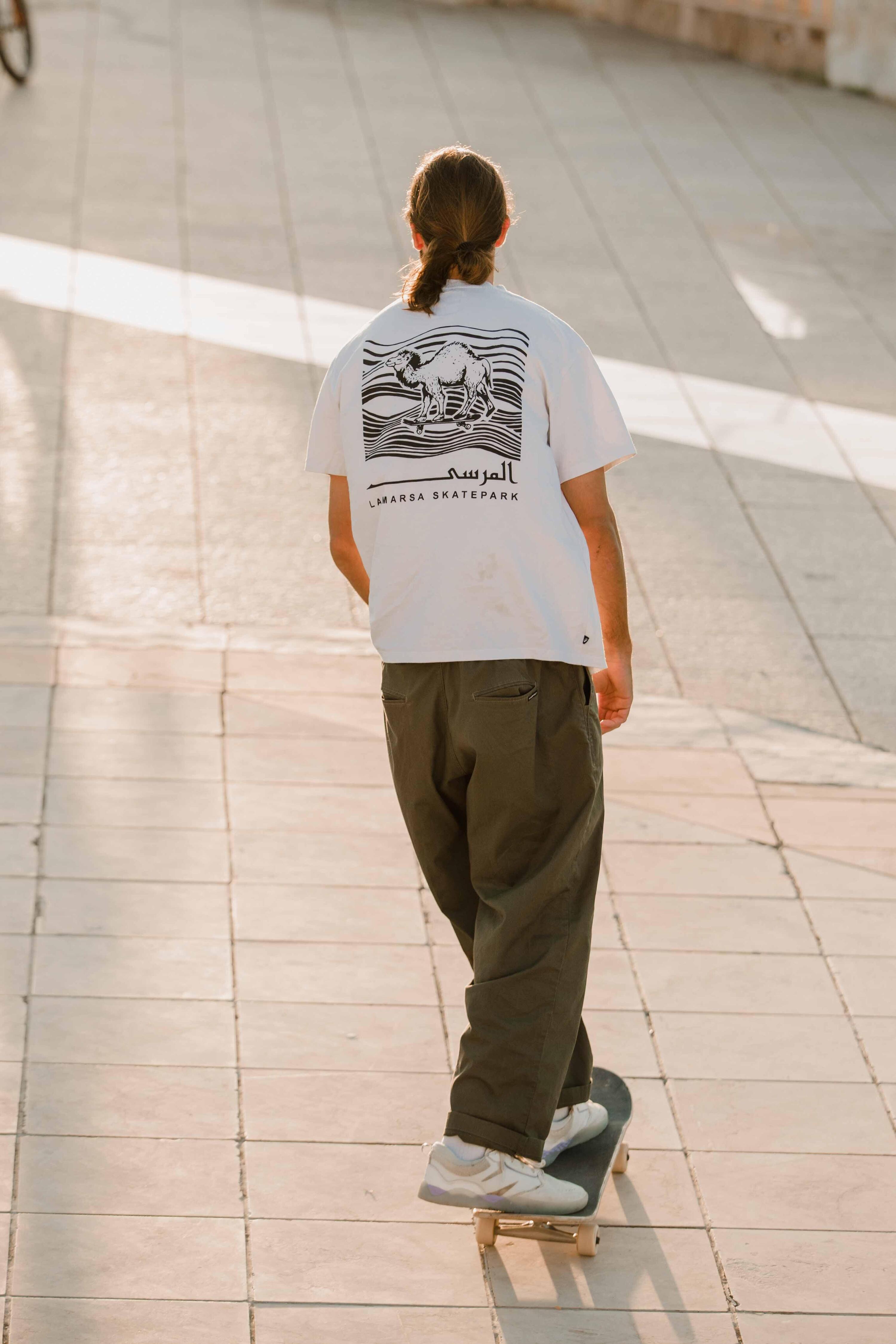 Short-sleeved T-shirt TS500 - White, with Make Life Skate Life 12/18