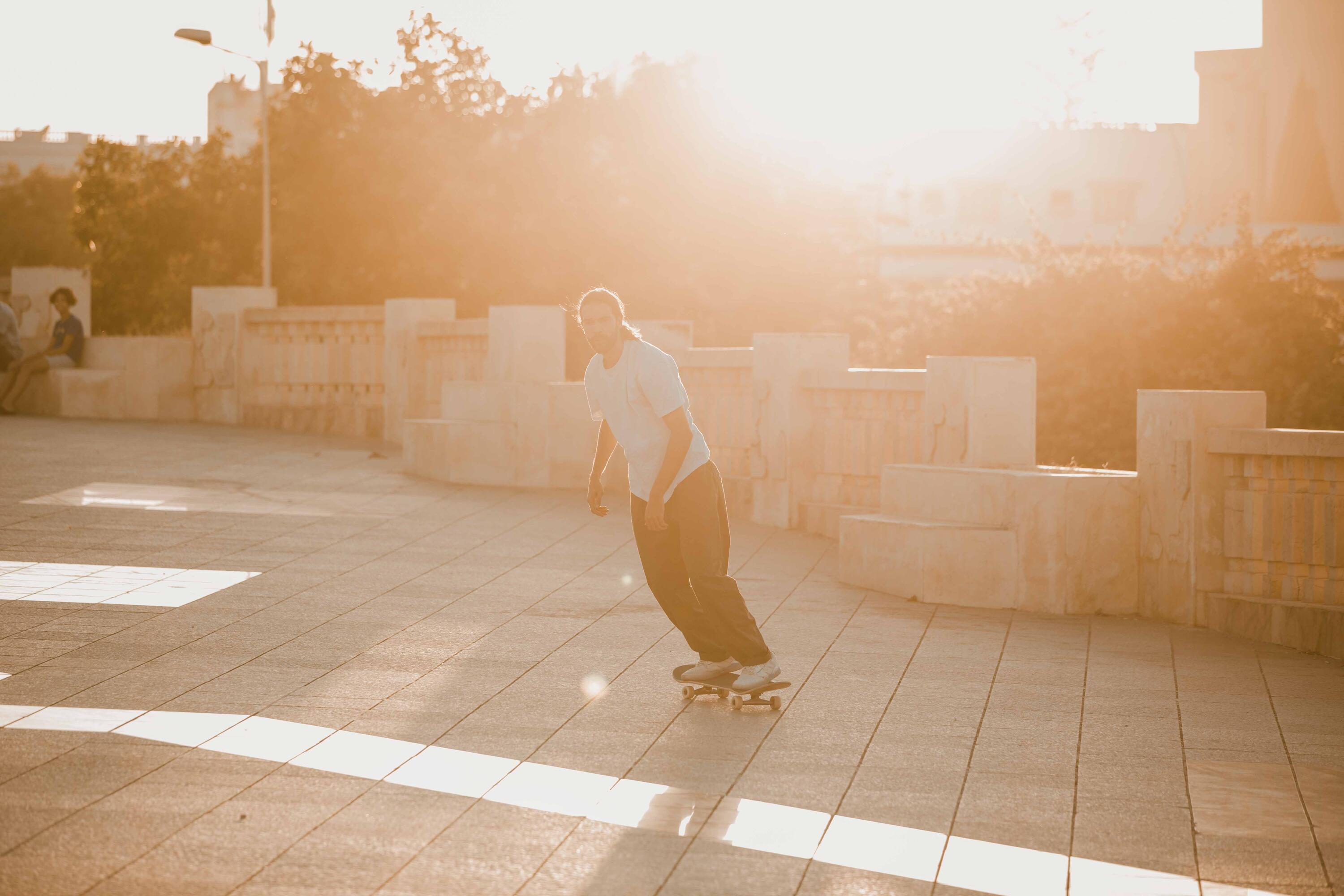 Short-sleeved T-shirt TS500 - White, with Make Life Skate Life 10/18