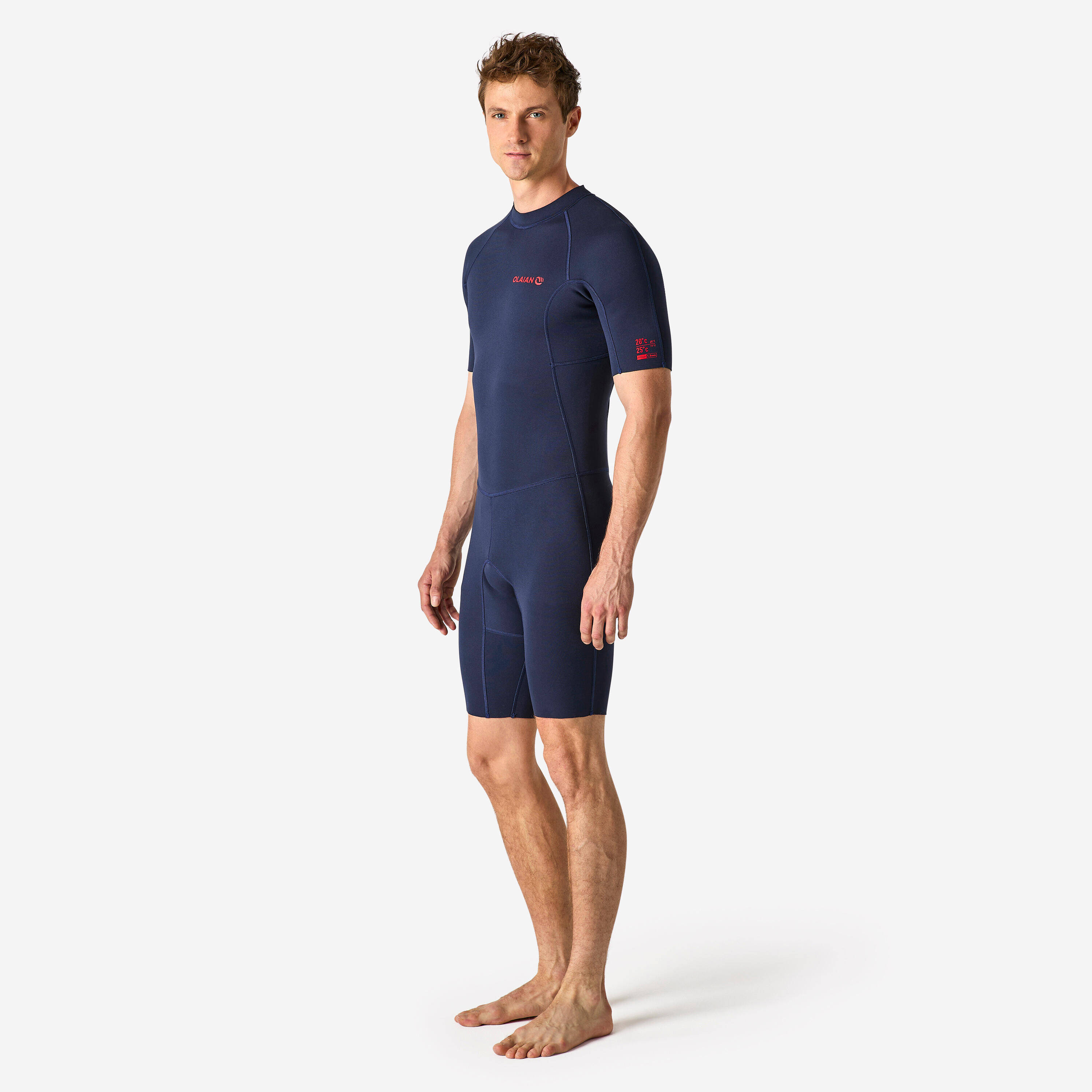 Men Surfing Neoprene Wetsuit 100 1.5mm Navy Blue -  2