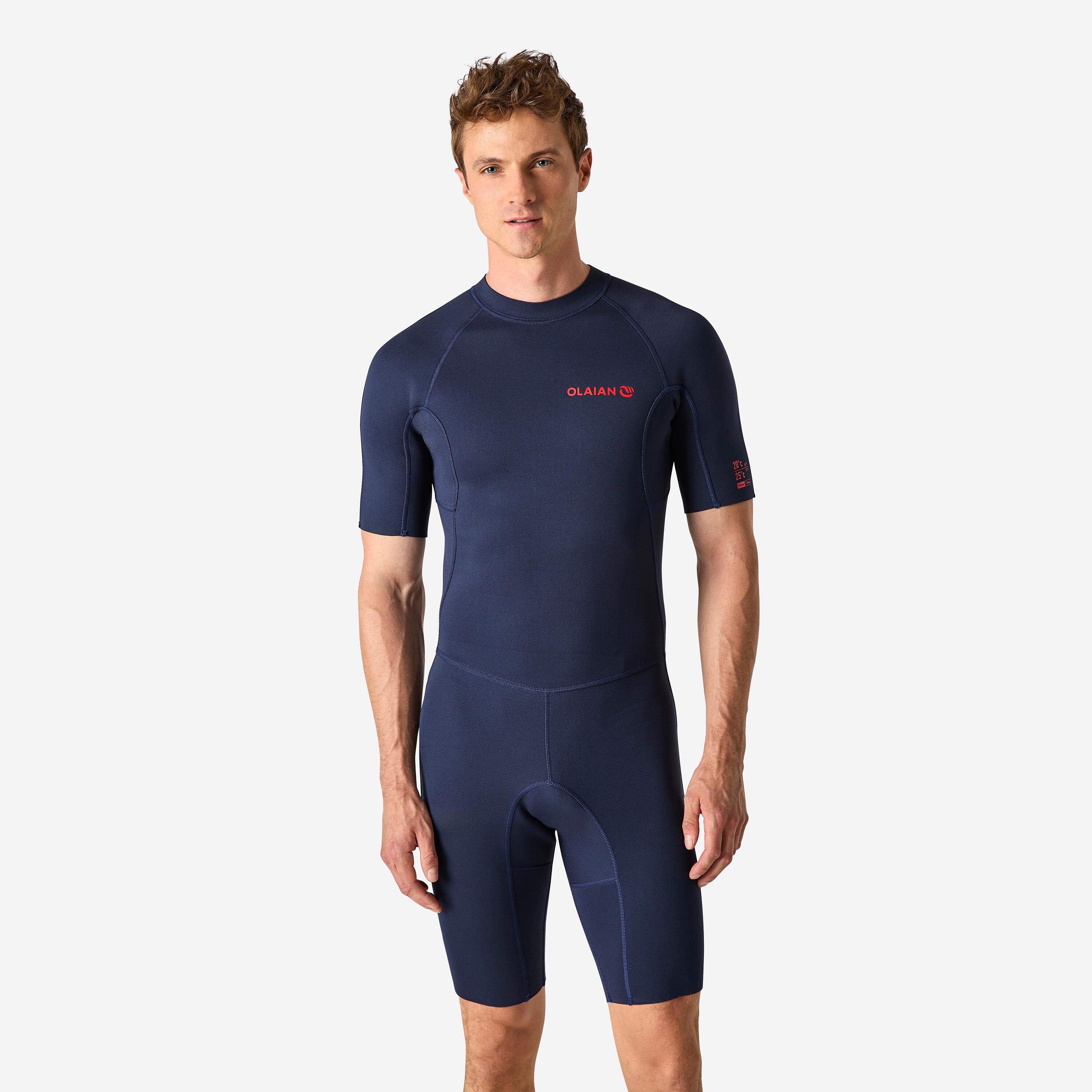100 men's 1.5mm neoprene Shorty Surfing wetsuit - navy blue