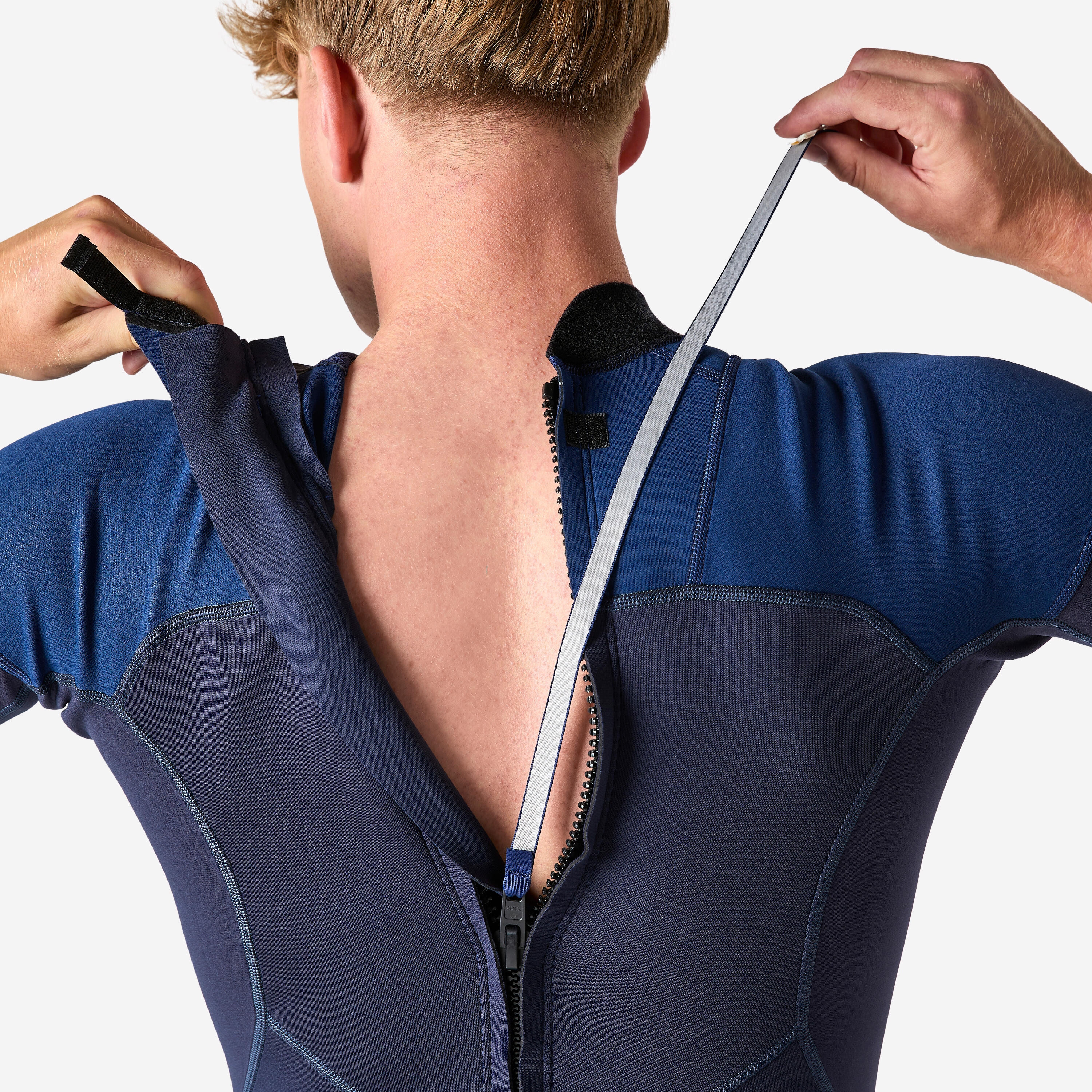Shorty voor surfen heren 500 stretch neopreen blauw 3/8
