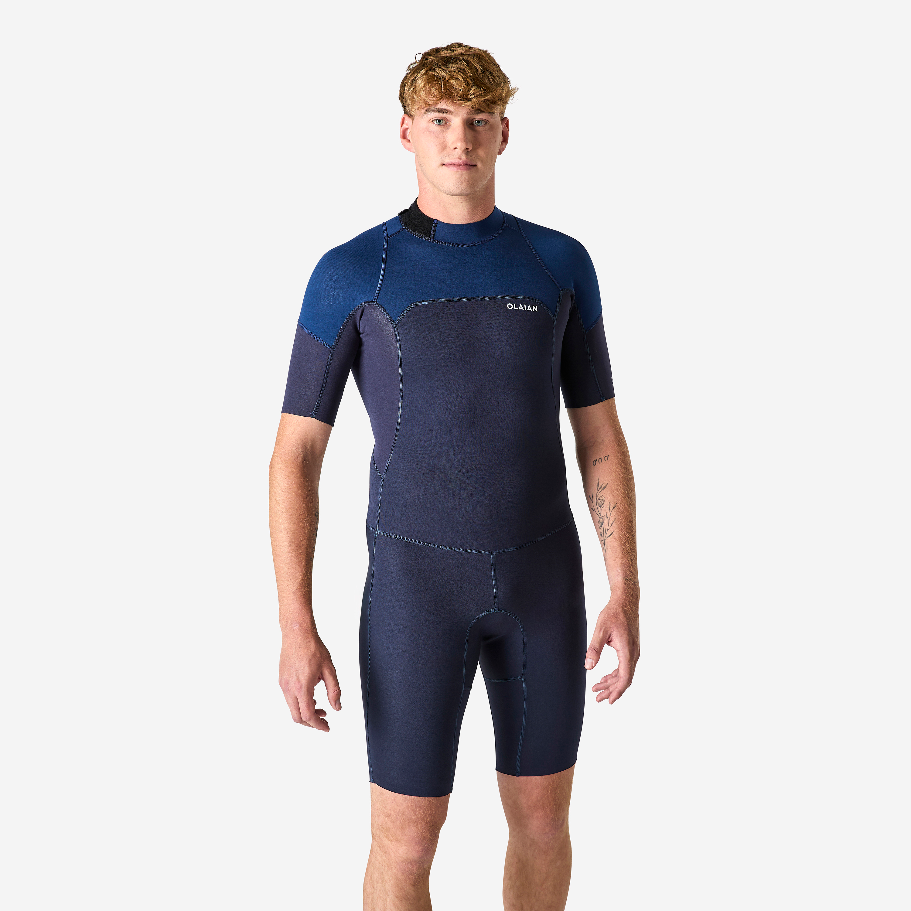 Combinaison surf shorty 500 stretch néoprène homme bleue - Sports de glisse - OLAIAN- Clubs - Entreprises - Collectivités - Associations