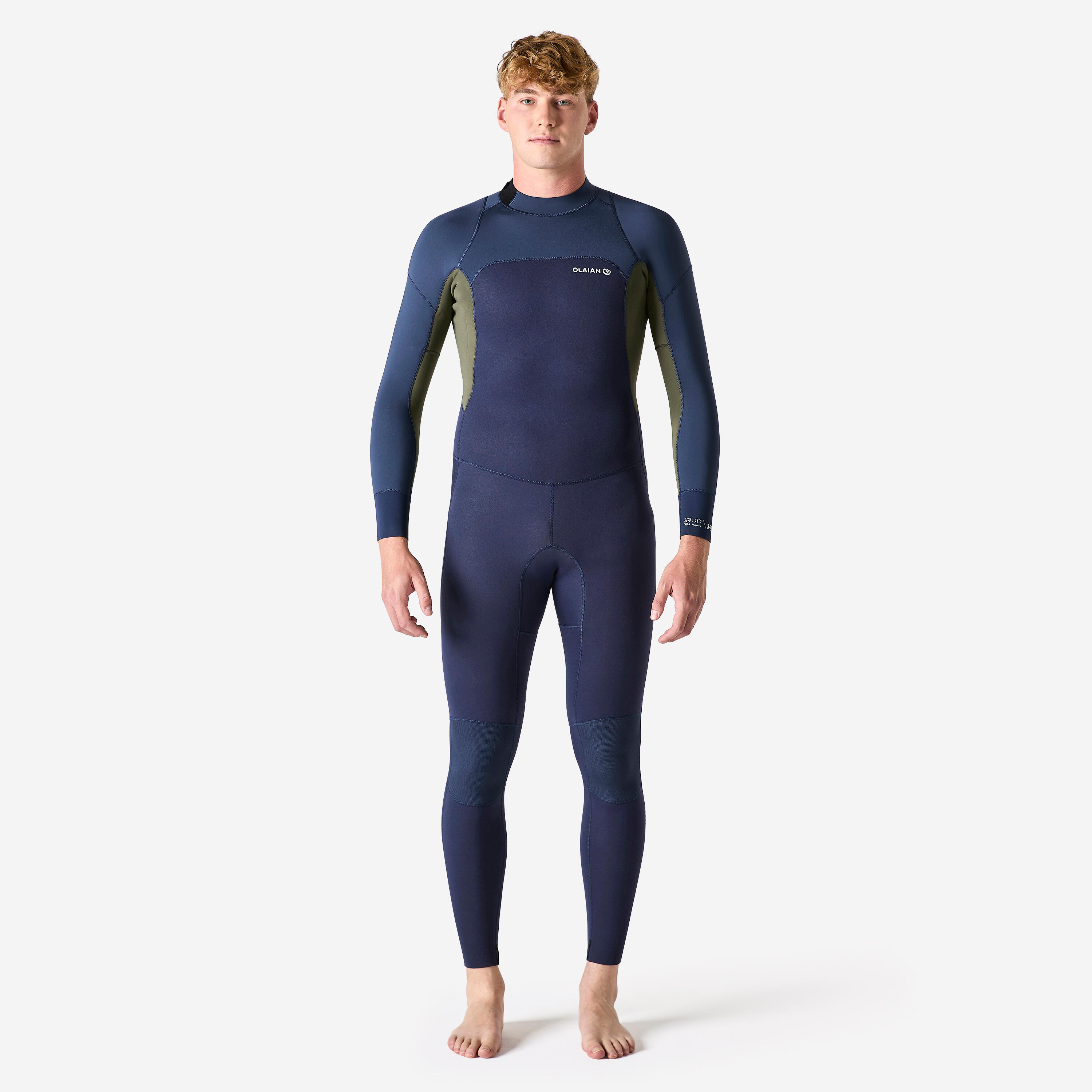 Men's Surfing 3/2 mm Neoprene Wetsuit 500 - Blue Khaki