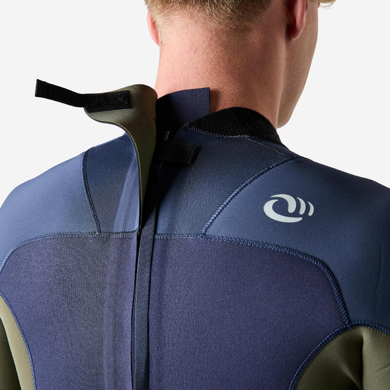 Erkek Wetsuit - Neopren Kaplamalı - 3/2 mm - Mavi / Haki - 500