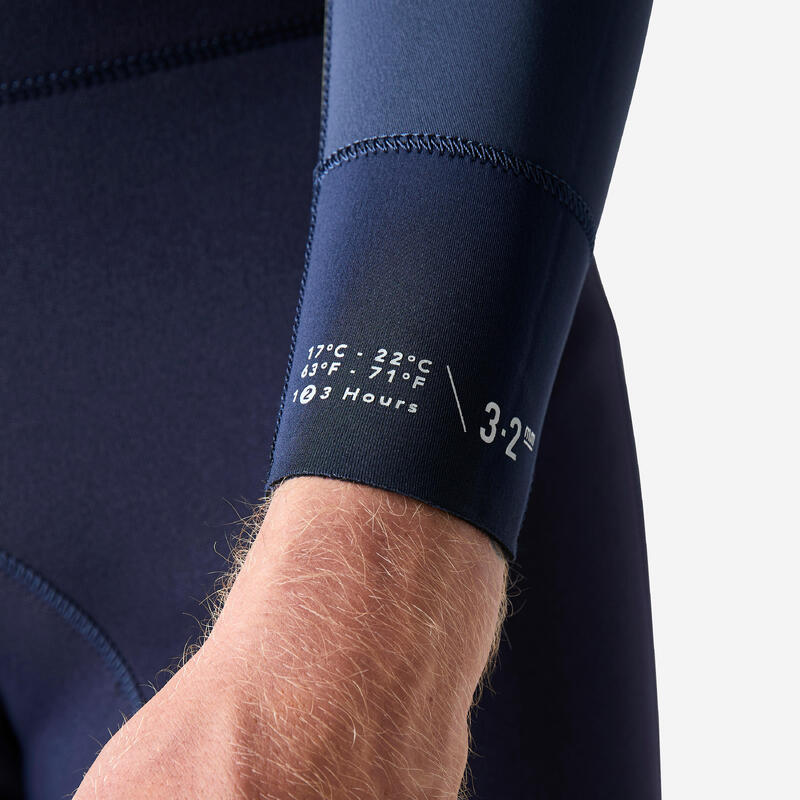 Erkek Wetsuit - Neopren Kaplamalı - 3/2 mm - Mavi / Haki - 500