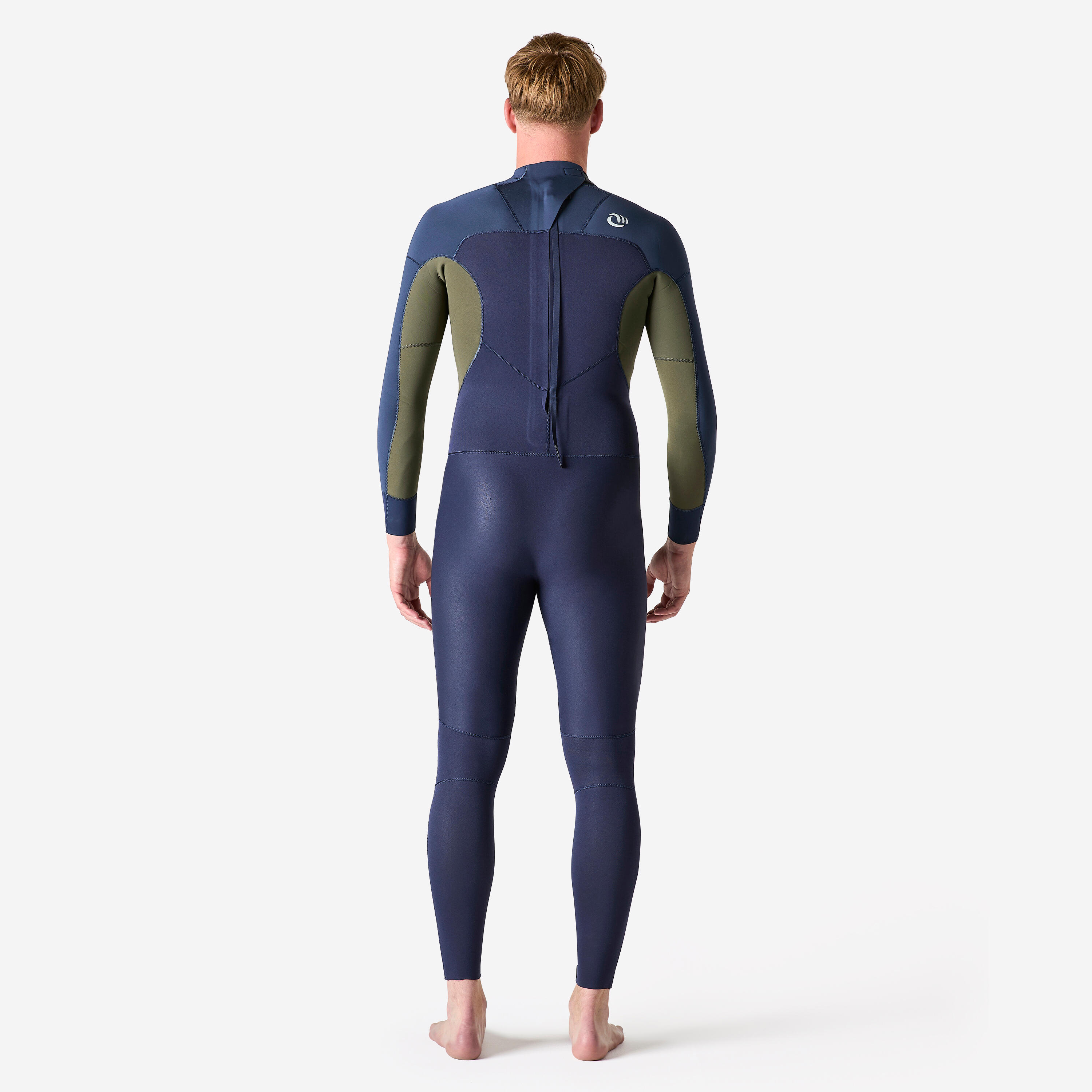 Wetsuit voor heren 500 neopreen 3/2 mm blauw/kaki 4/10