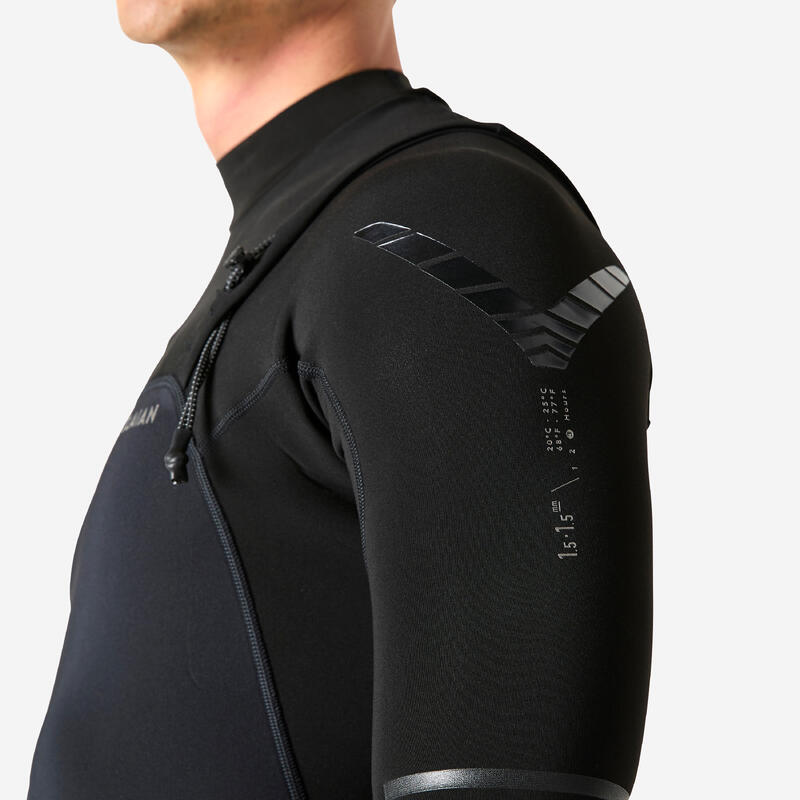 Combinezon shorty mâneci scurte surf 1,5mm fără fermoar 900 Negru Bărbați
