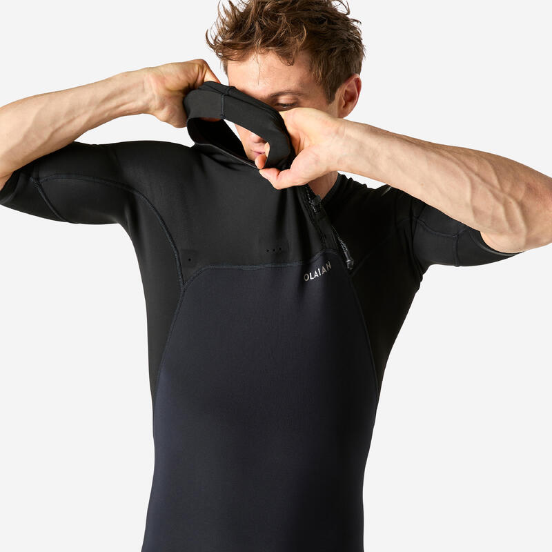 Combinezon shorty mâneci scurte surf 1,5mm fără fermoar 900 Negru Bărbați