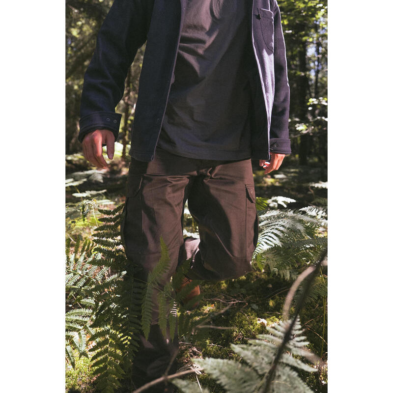 Pantalon cargo rezistent Stepă 500 bumbac 100% Negru