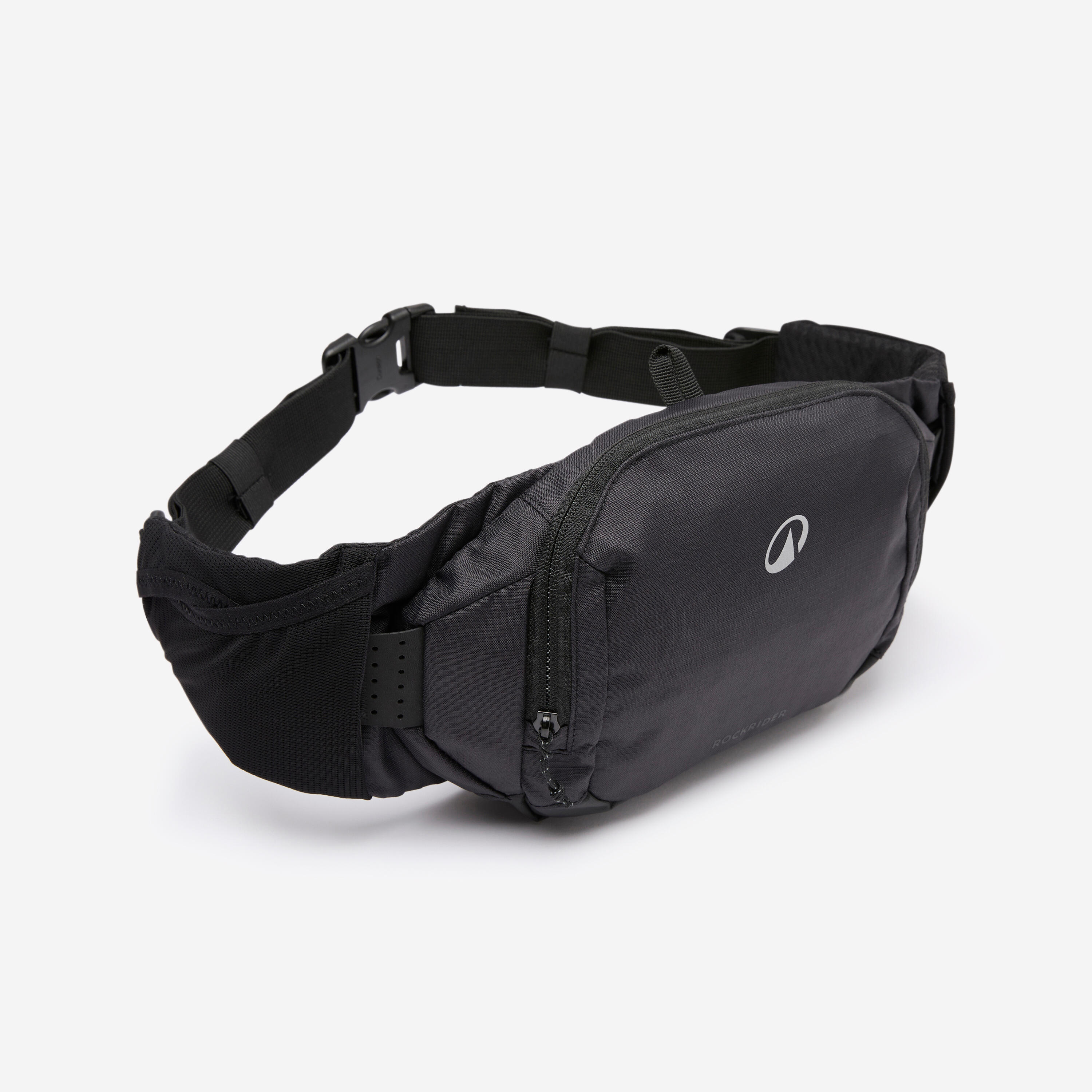 Water-Repellent Belt Bag with 2 Pockets - Smoked black - Decathlon