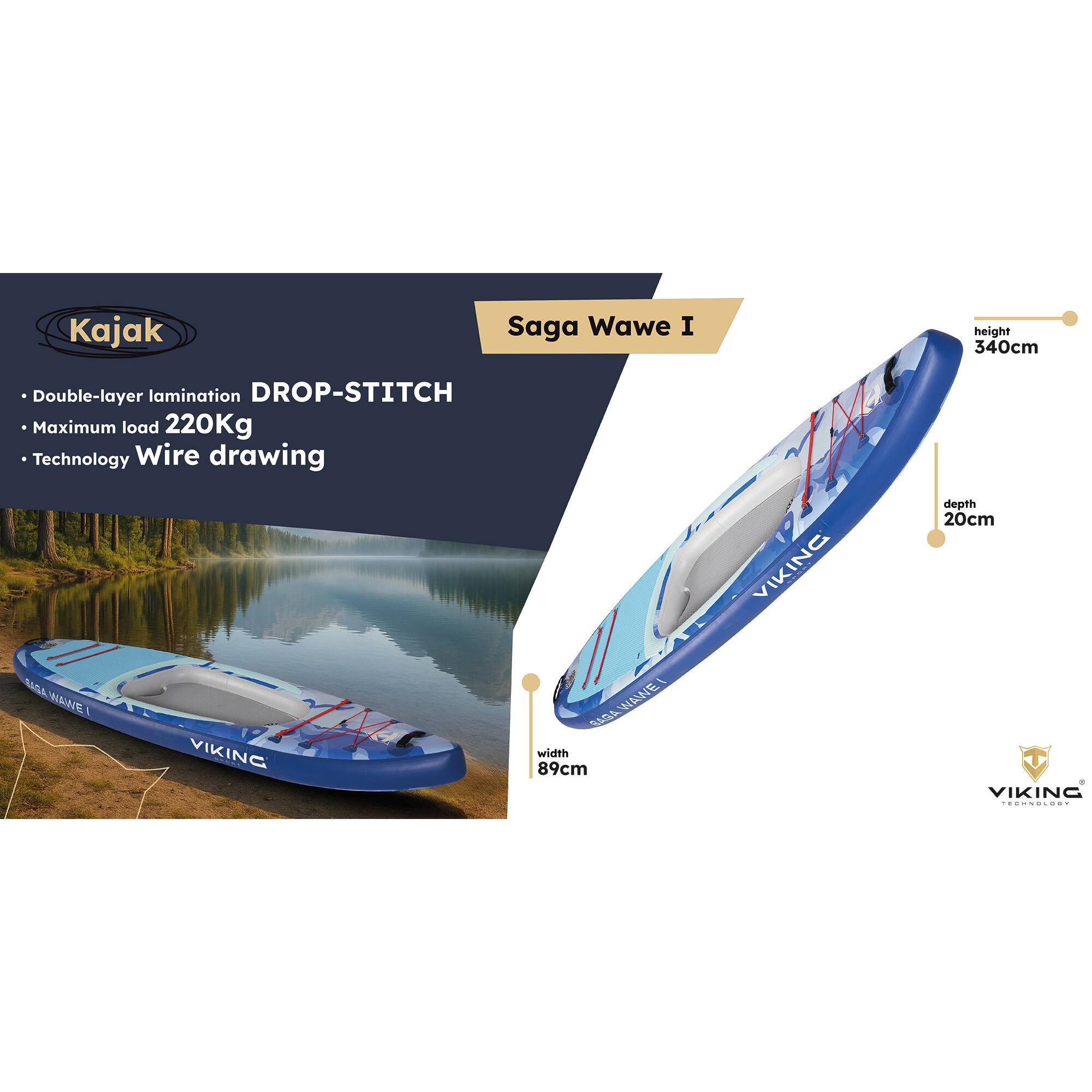 Nafukovací kajak Viking Saga Wave I 10'6 4/8
