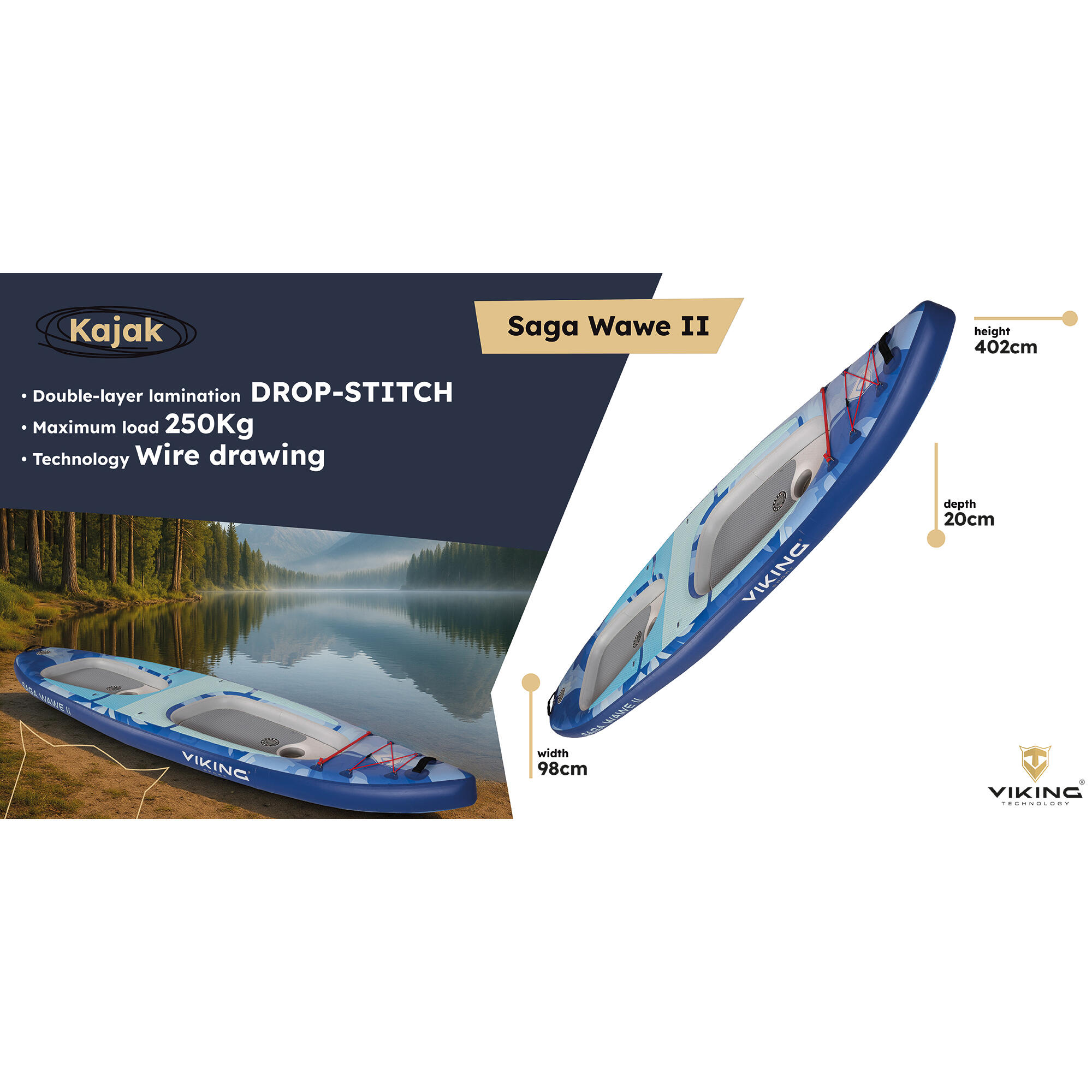 Nafukovací kajak Viking Saga Wave II 13'2 9/9