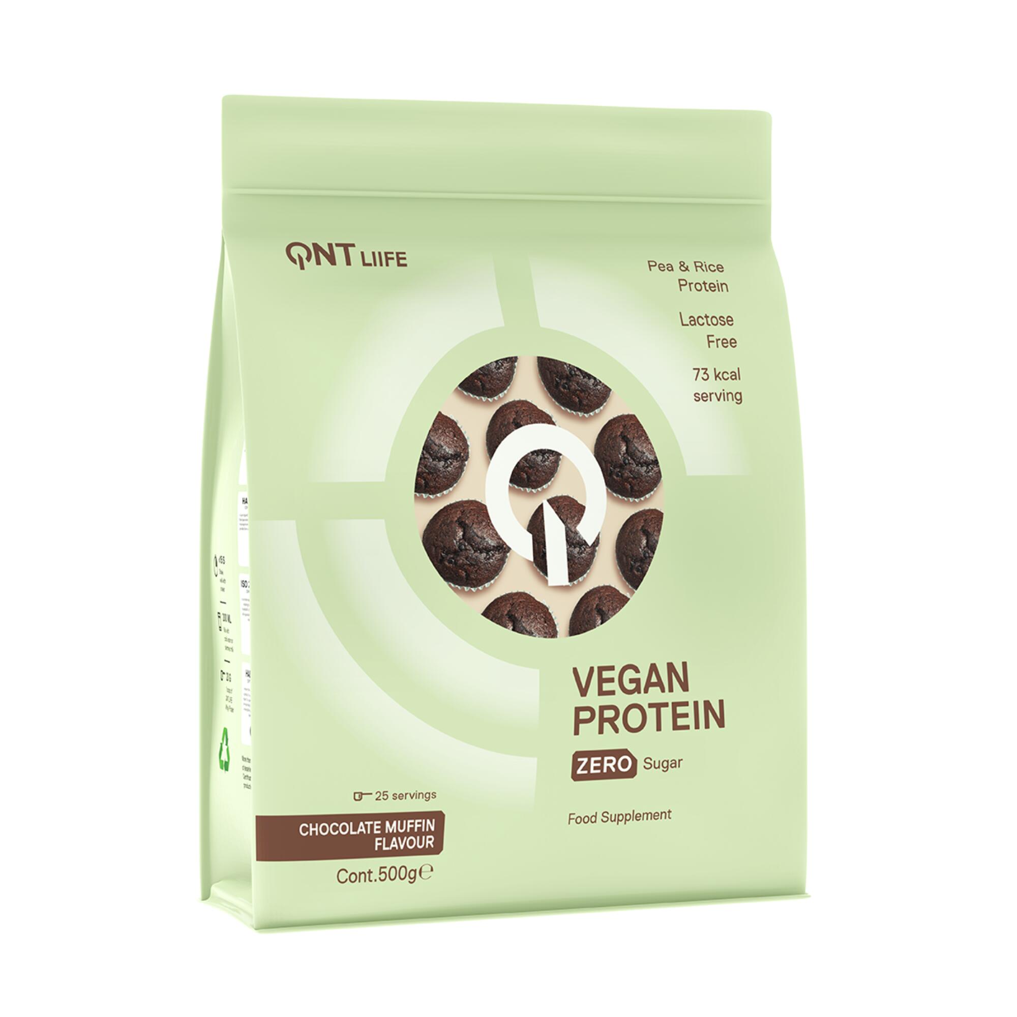 QNT Protein Powder Vegan Protein Zero Sugar 500g - Chocolate Muffin
