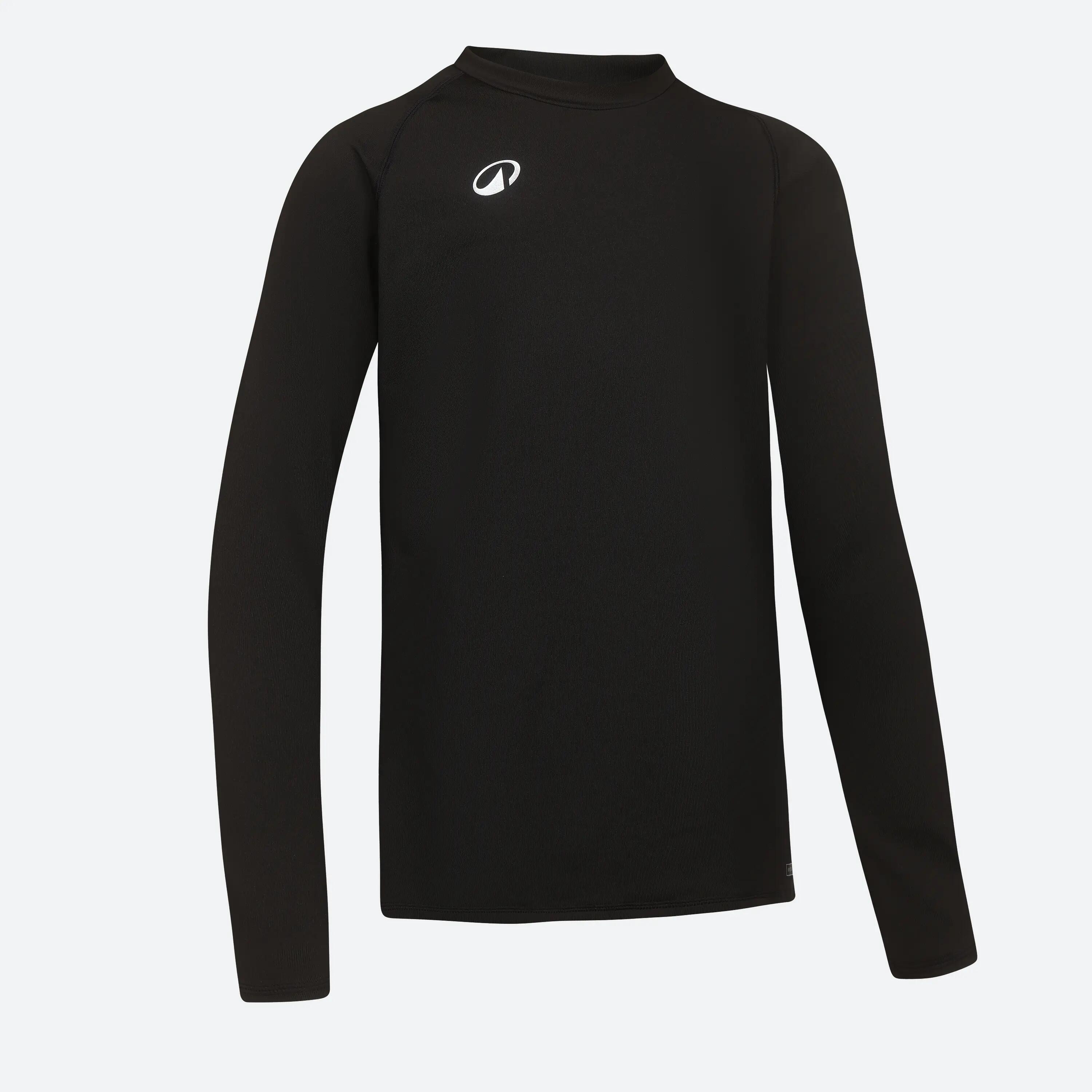 Camiseta térmica de fútbol manga larga Niño Kipsta Keepcomfort 100 negro 5/6