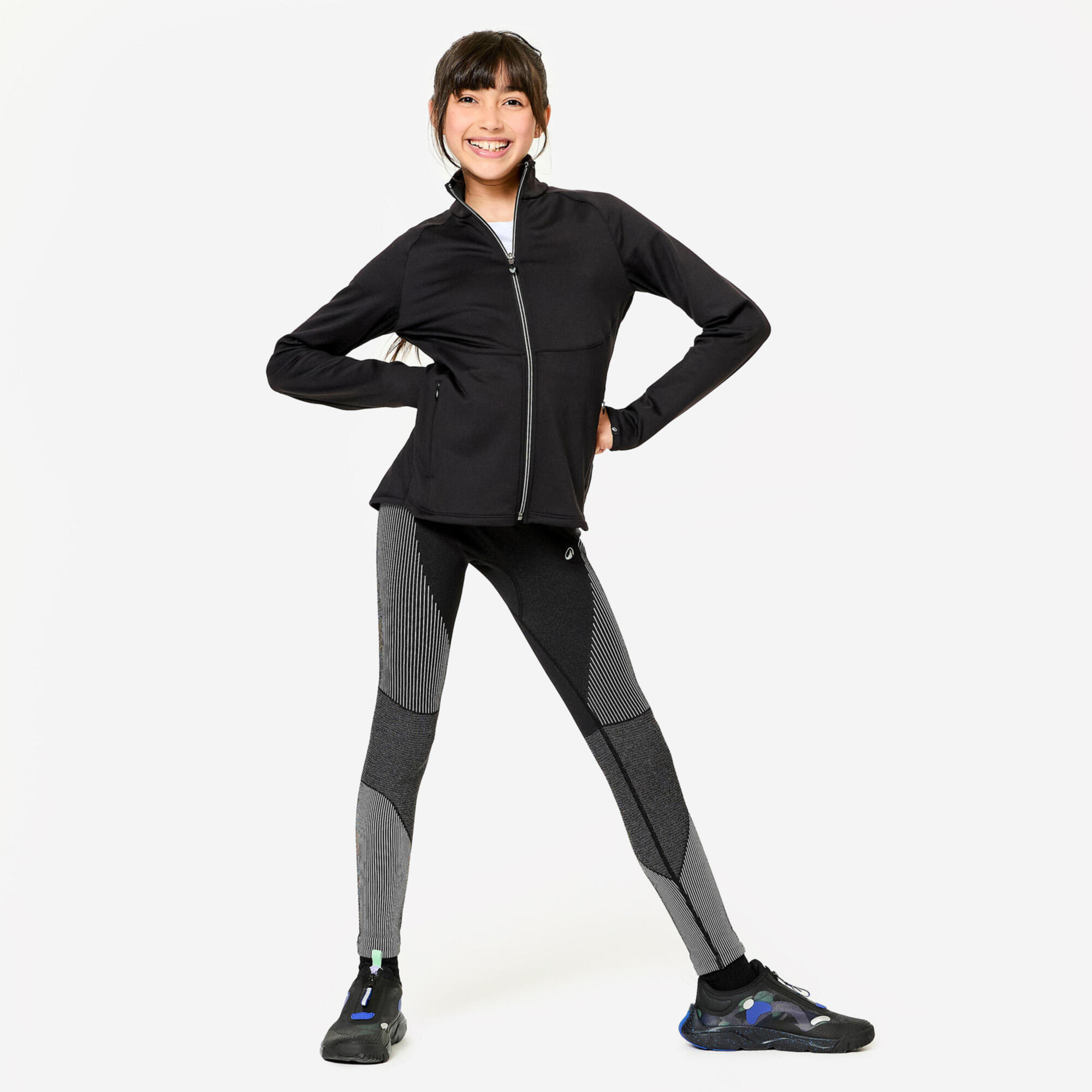 Legging de fitness sans couture fille, noir et blanc 2/5