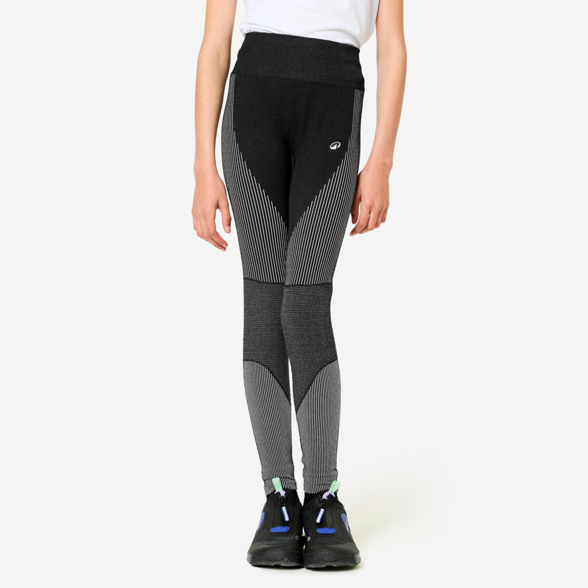 DECATHLON Leggings Mädchen nahtlos - schwarz/weiß