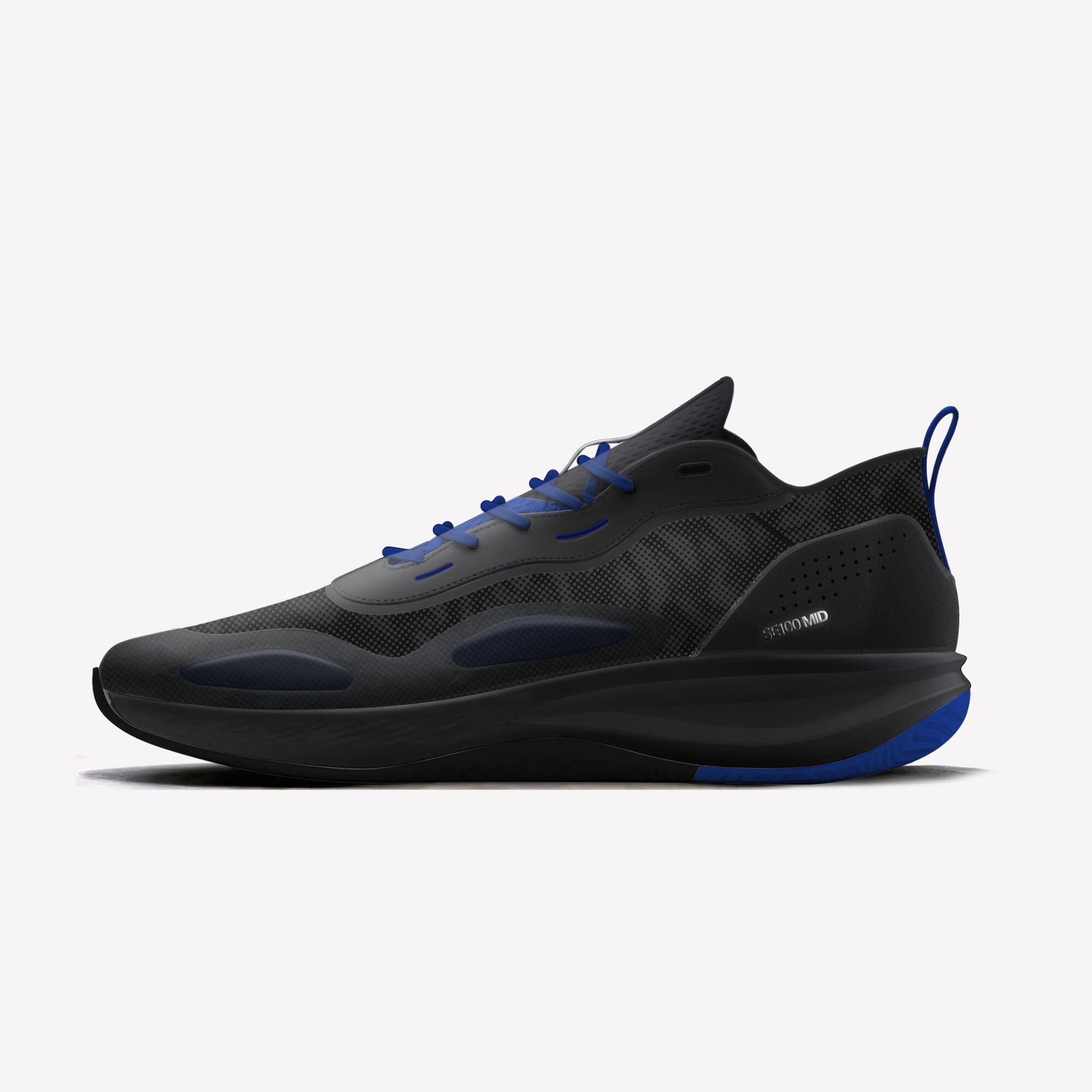 kipsta Adult Basketball Shoe Xover 100 Mid Cut Black Blue-picture-14