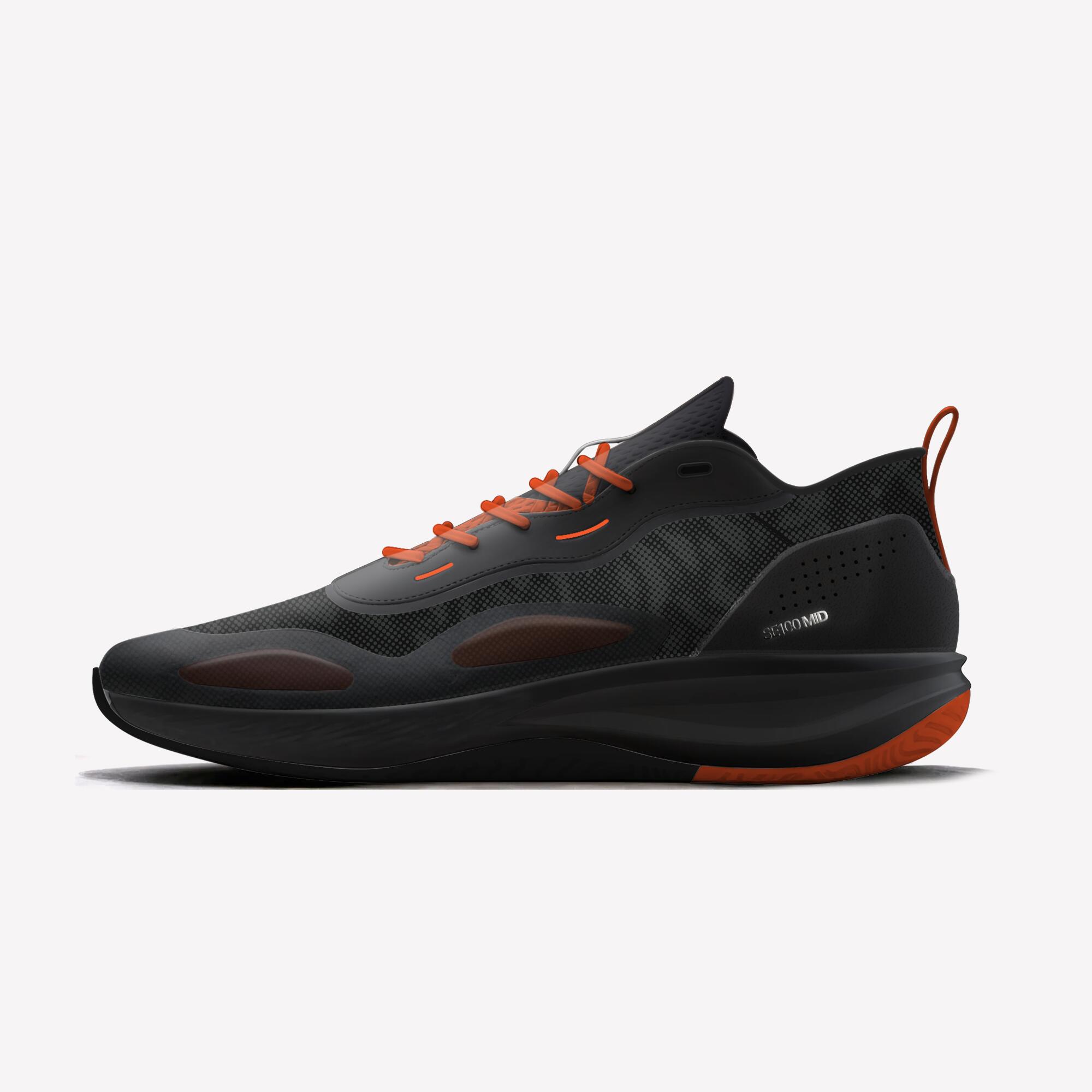 kipsta Adult Basketball Shoe Xover 100 Mid Cut Orange Black-picture-11
